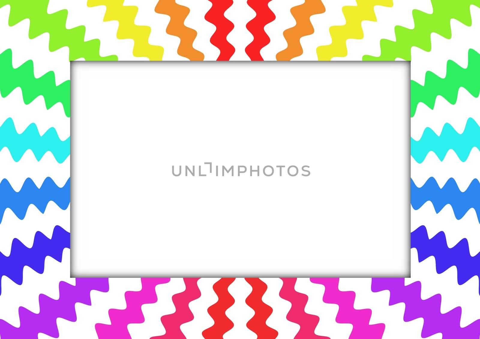 Illustration of a frame made of colourful zigzag pattern