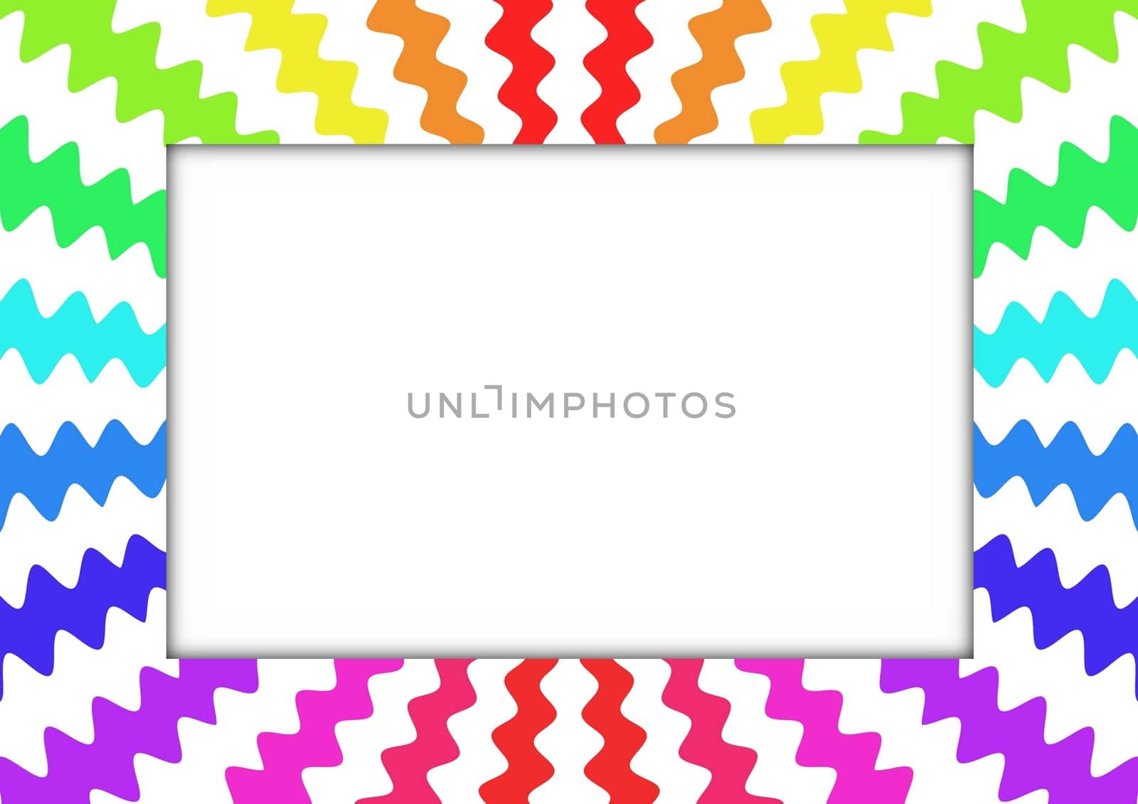 Illustration of a frame made of colourful zigzag pattern