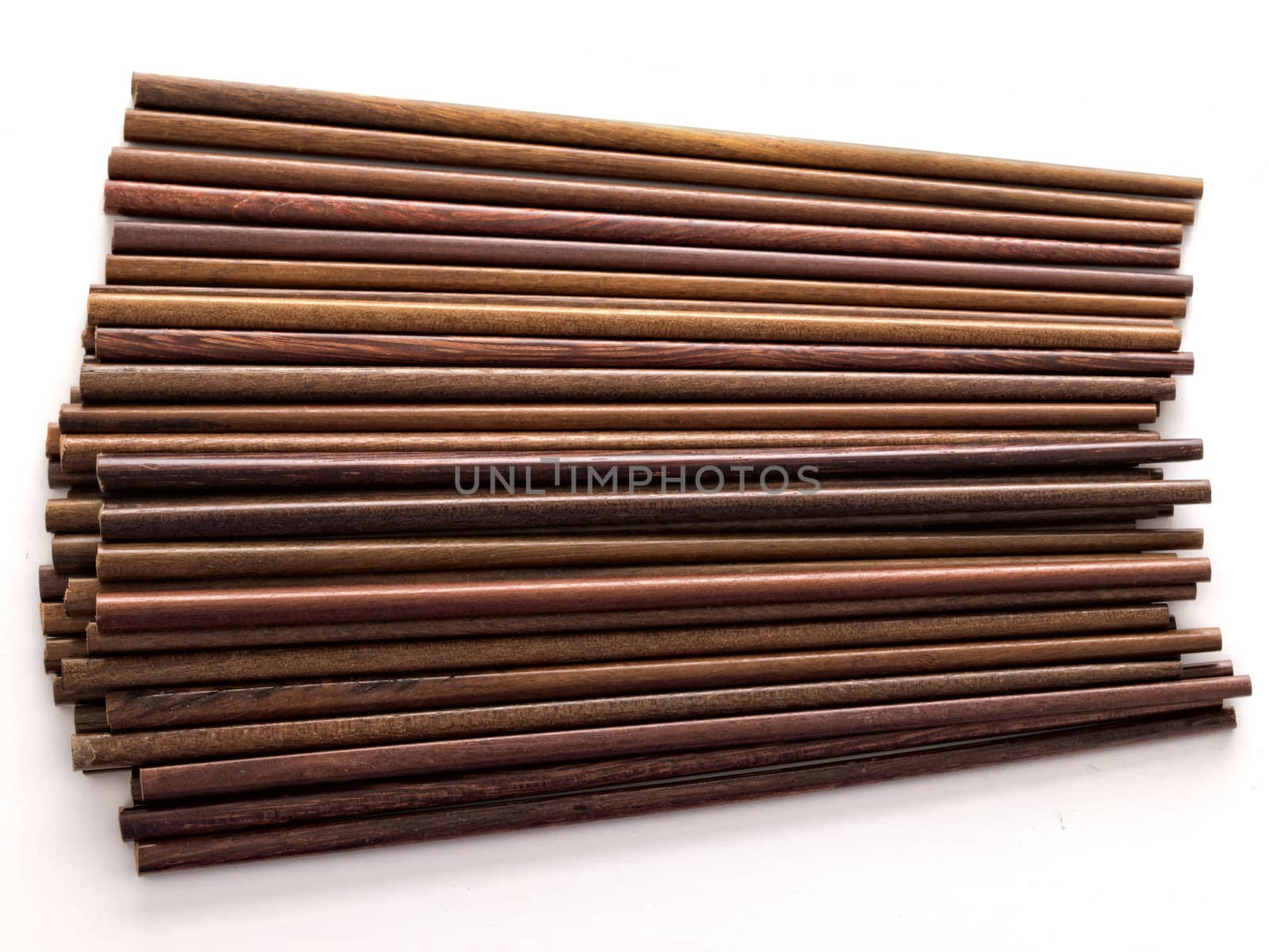 close up of a heap of wooden chopsticks