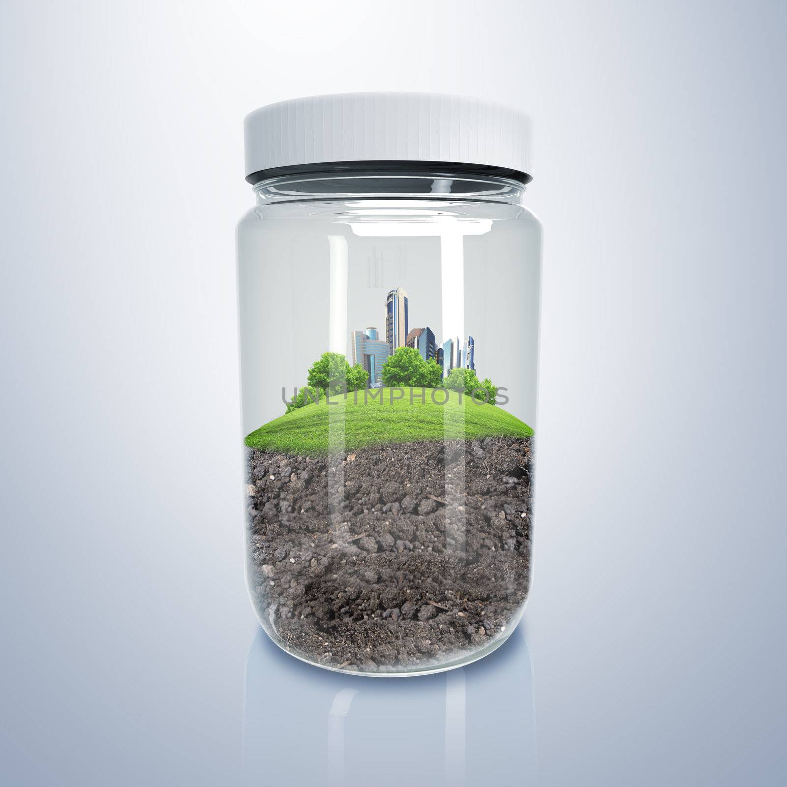 City inside a glass jar by sergey_nivens