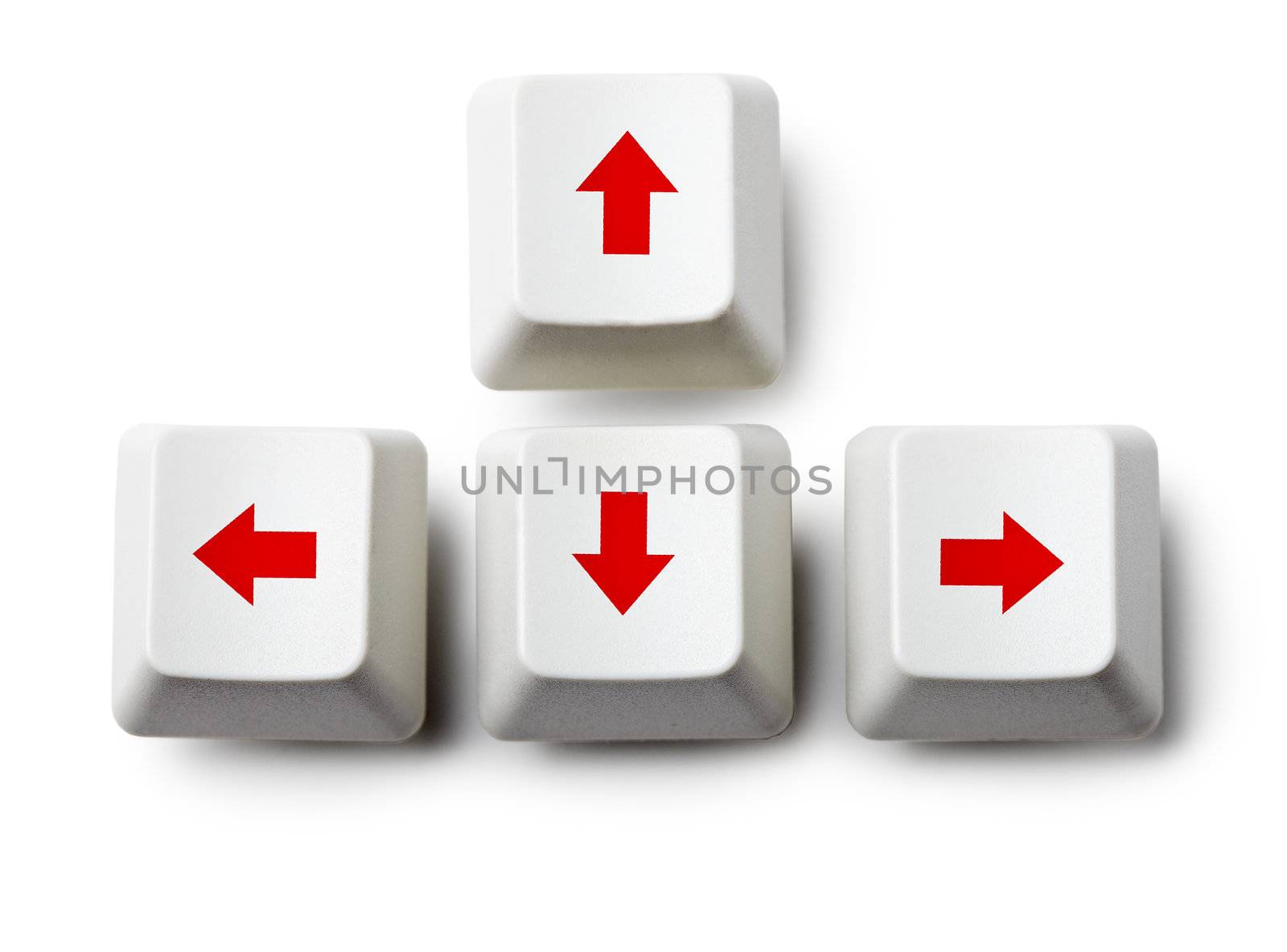 Four cursor arrow keys on white background