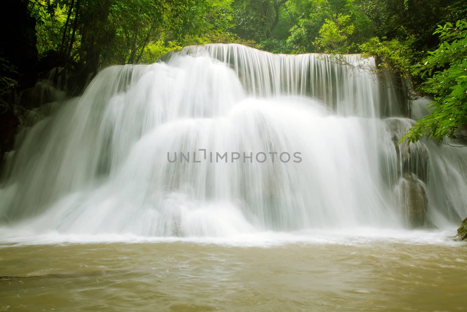 Tropical Rain forest Waterfall in National Park in Thailand