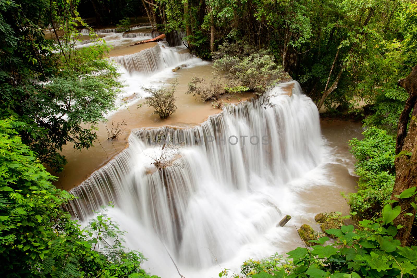 Tropical Rain forest waterfall in National Park in Thailand