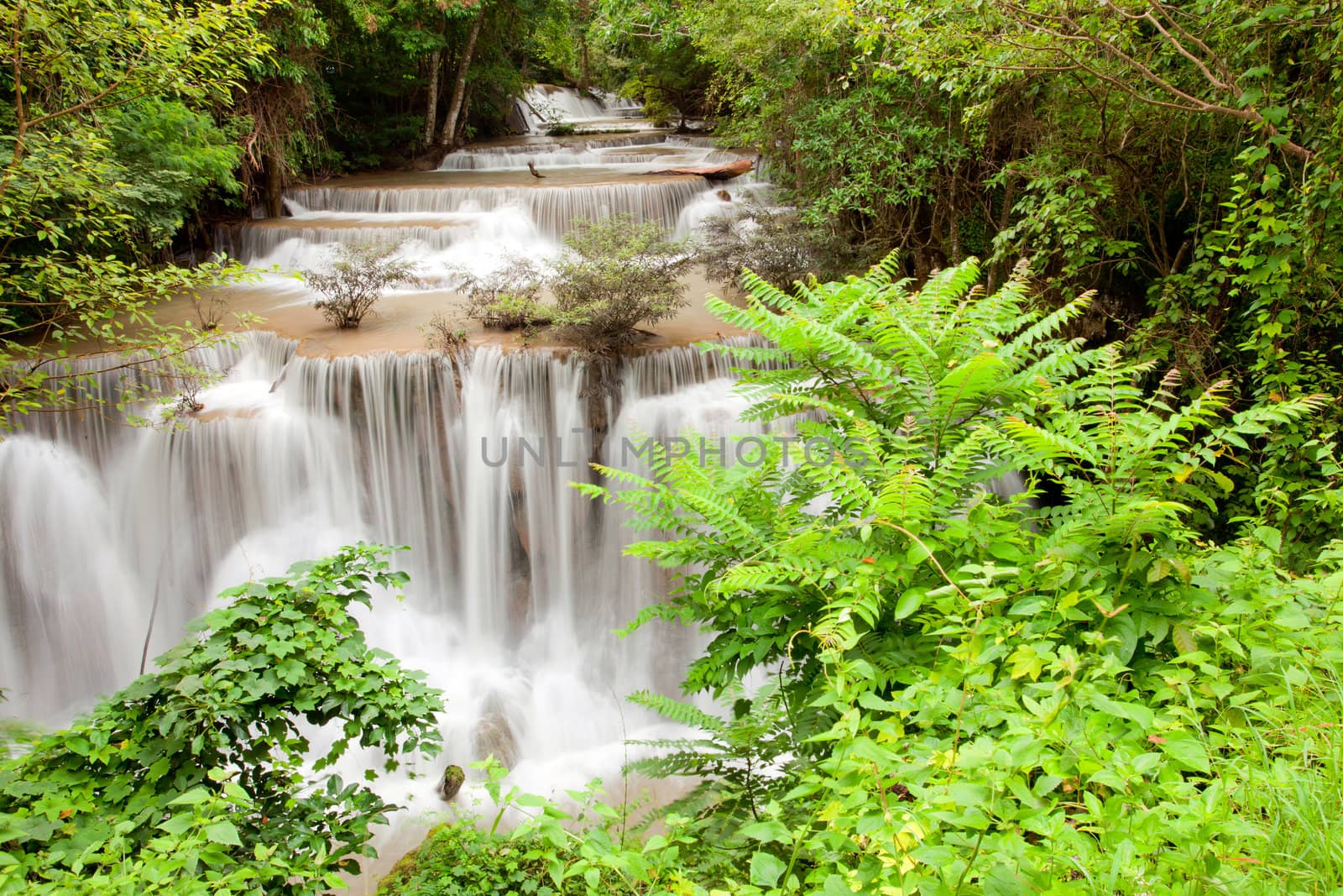 Part of Tropical Rain forest waterfall in National Park in Thailand