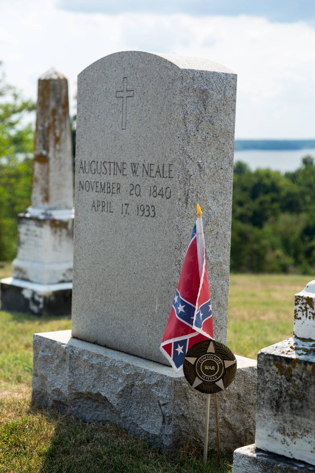 Gravestones of confederate civil war veterans in St Ignatius  church in the USA in Maryland