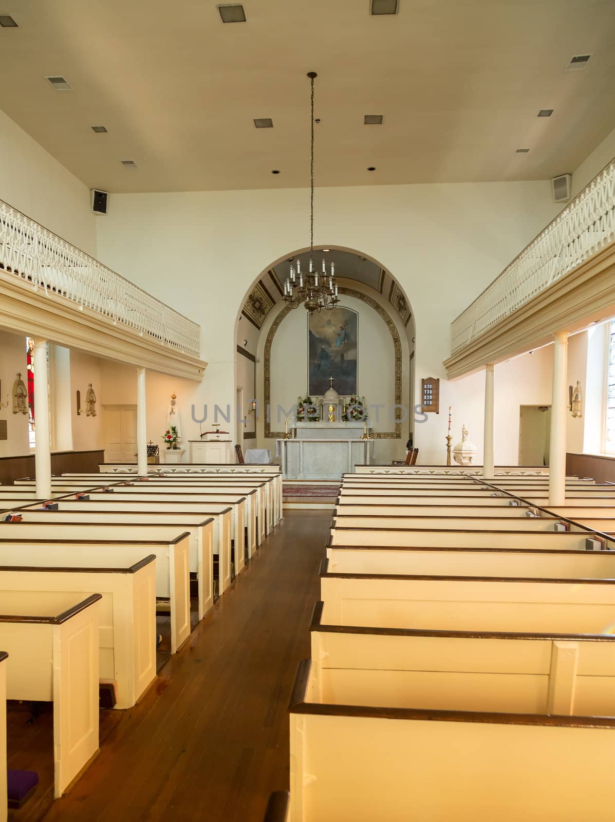 Interior of St Ignatius oldest continuously used church in the USA