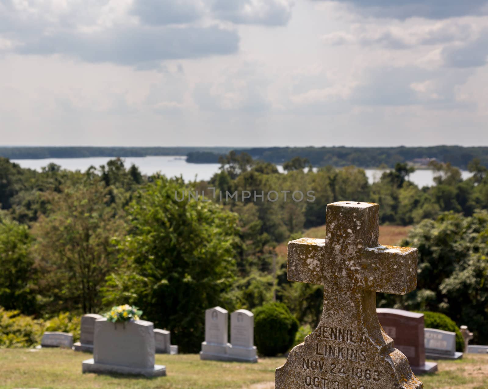 Old Gravestone in St Ignatius oldest continuously used church in the USA in Maryland