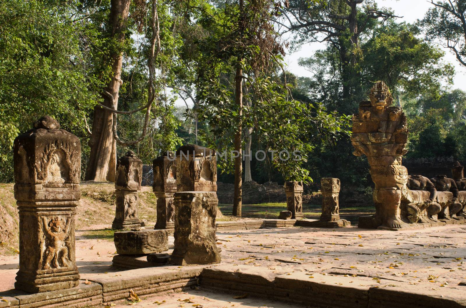 Boundary Stones at East Entrance Causeway, Preah Khan, Angkor, Cambodia