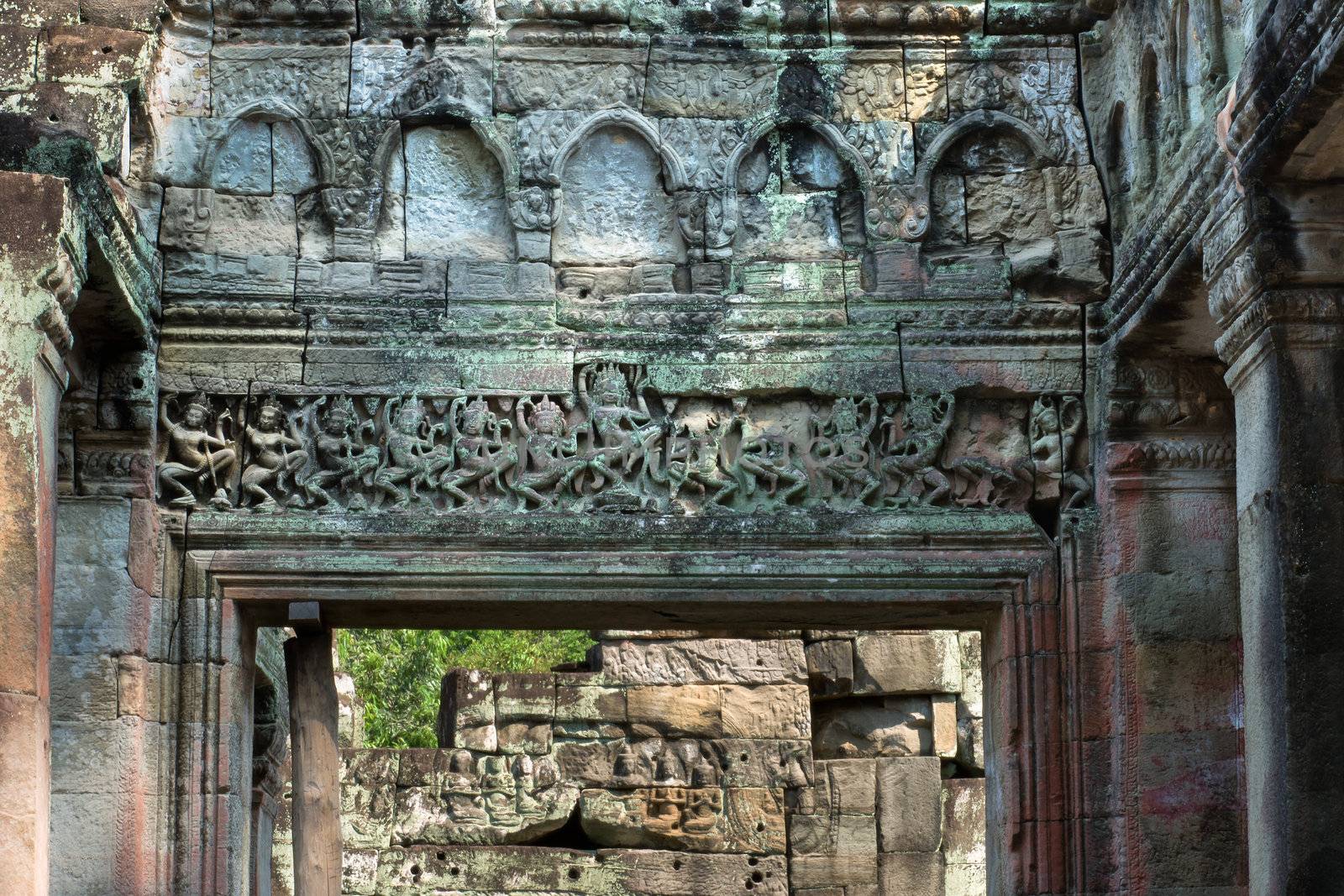 A Hall of Dancers is a structure of a type found in certain late 12th century temples constructed under King Jayavarman VII: Ta Prohm, Preah Khan, Angkor