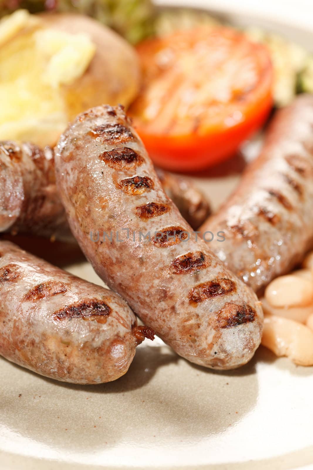 sausages with grilled vegetables