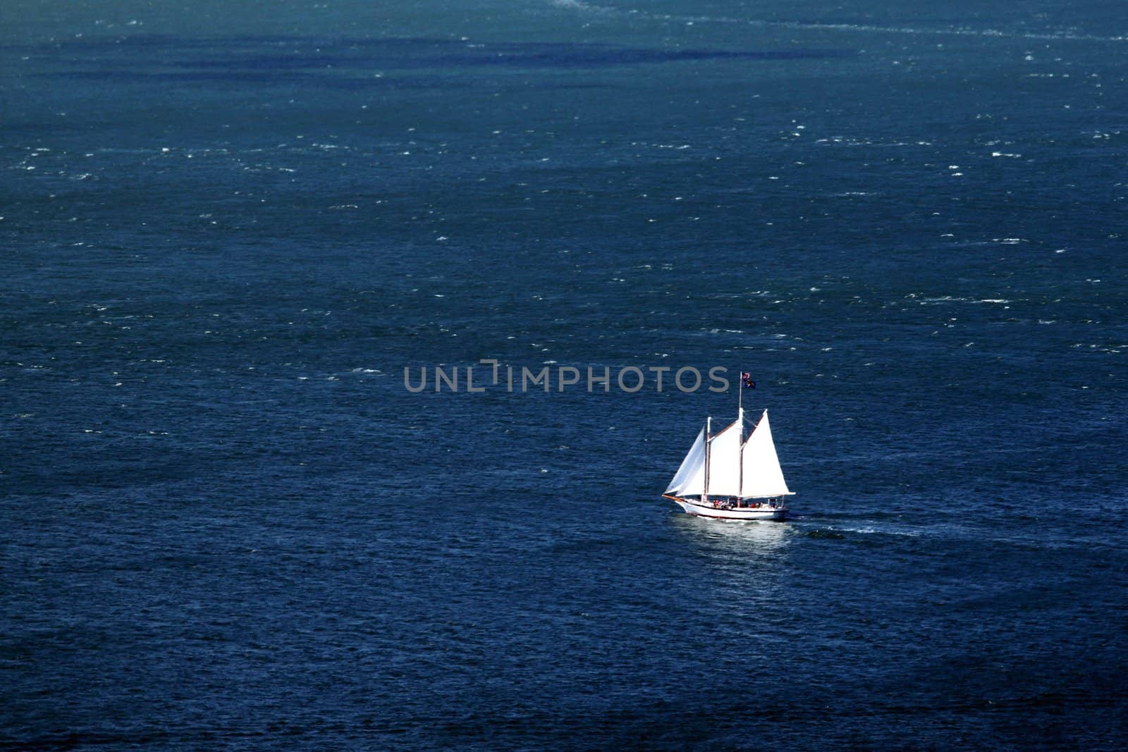Sailboat in the bay near San Fransico with nice blue water.