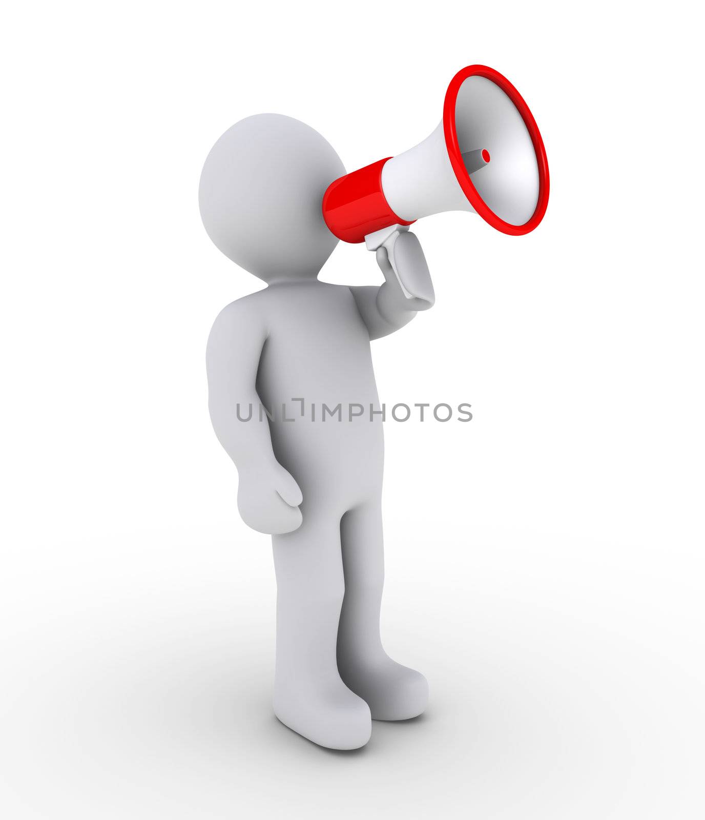 3d person shouting through a megaphone