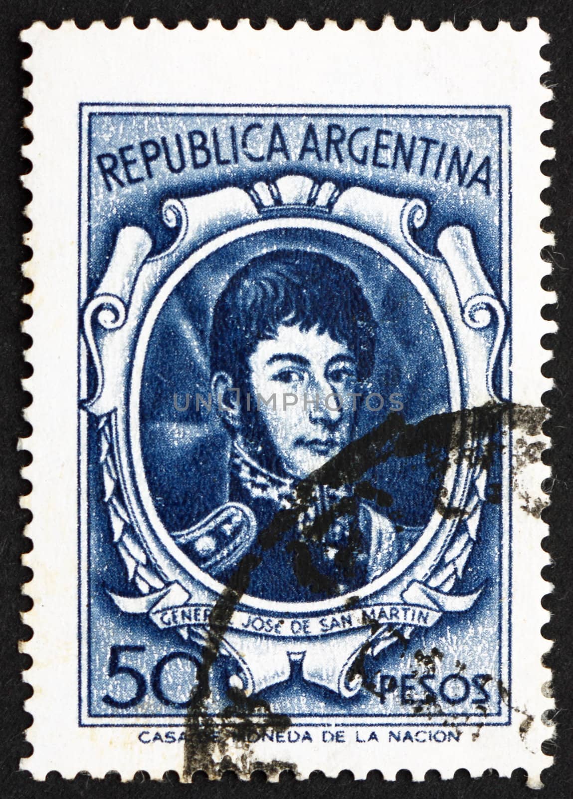 ARGENTINA - CIRCA 1955: a stamp printed in the Argentina shows Jose de San Martin, General, circa 1955