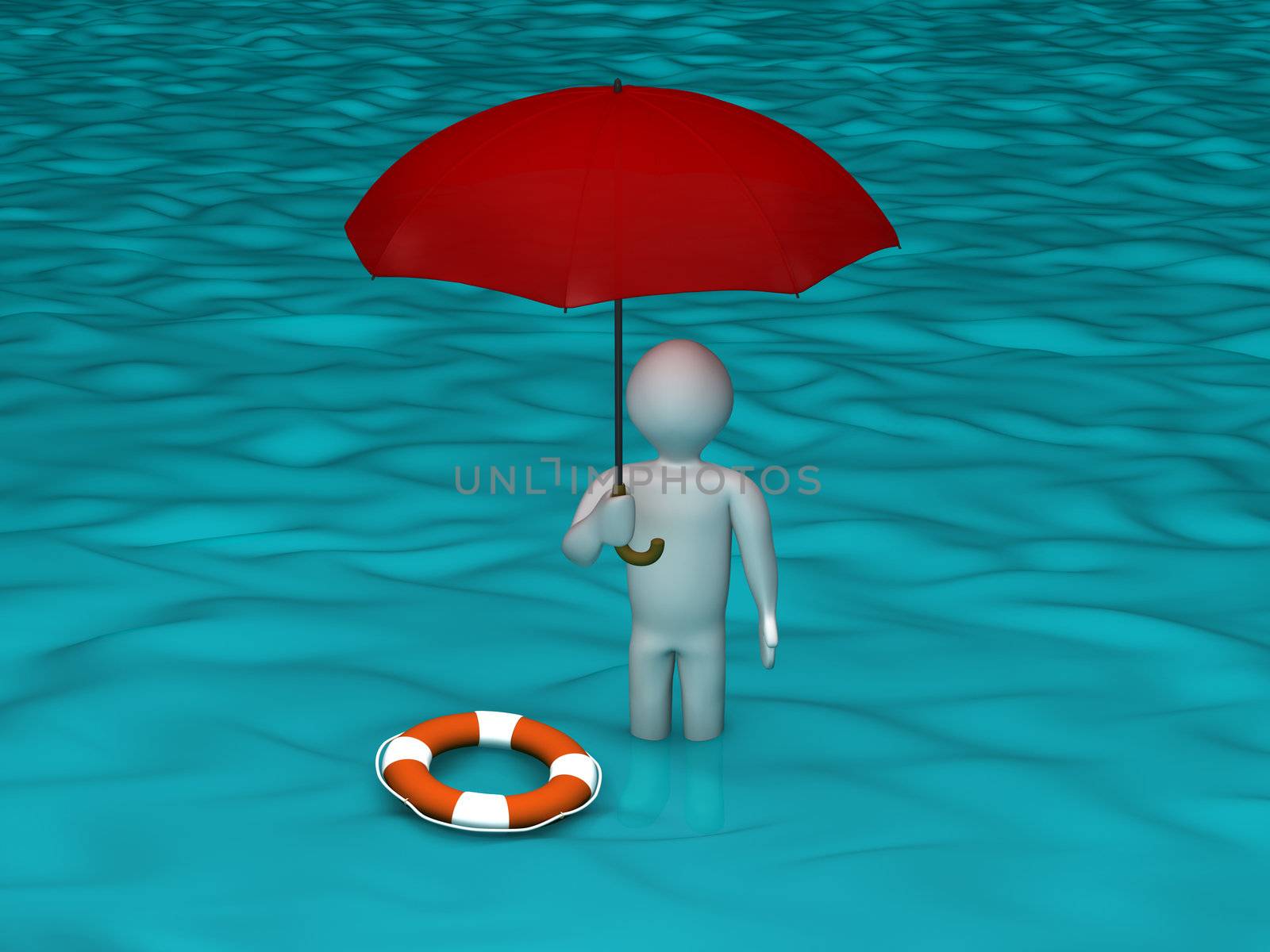 3d person in flooded area