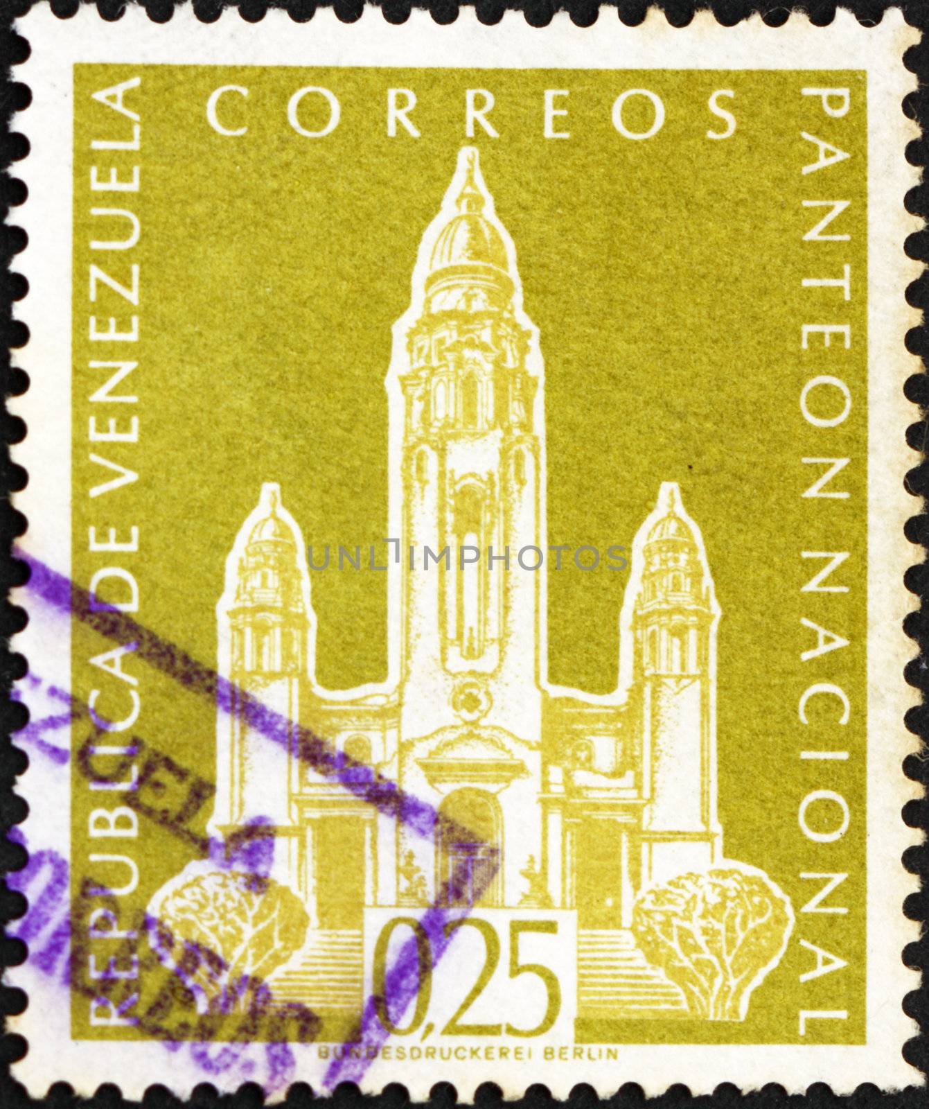 VENEZUELA - CIRCA 1960: a stamp printed in the Venezuela shows National Pantheon, Caracas, Venezuela, circa 1960