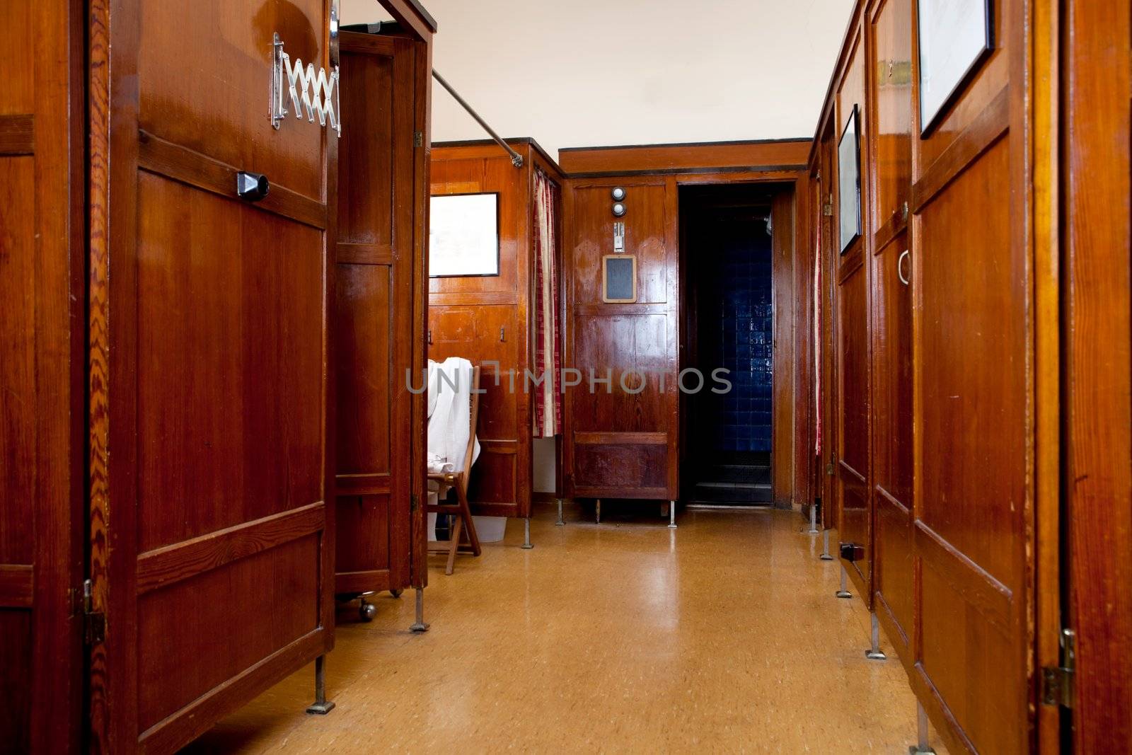 An old 1920's style bath house spa interior