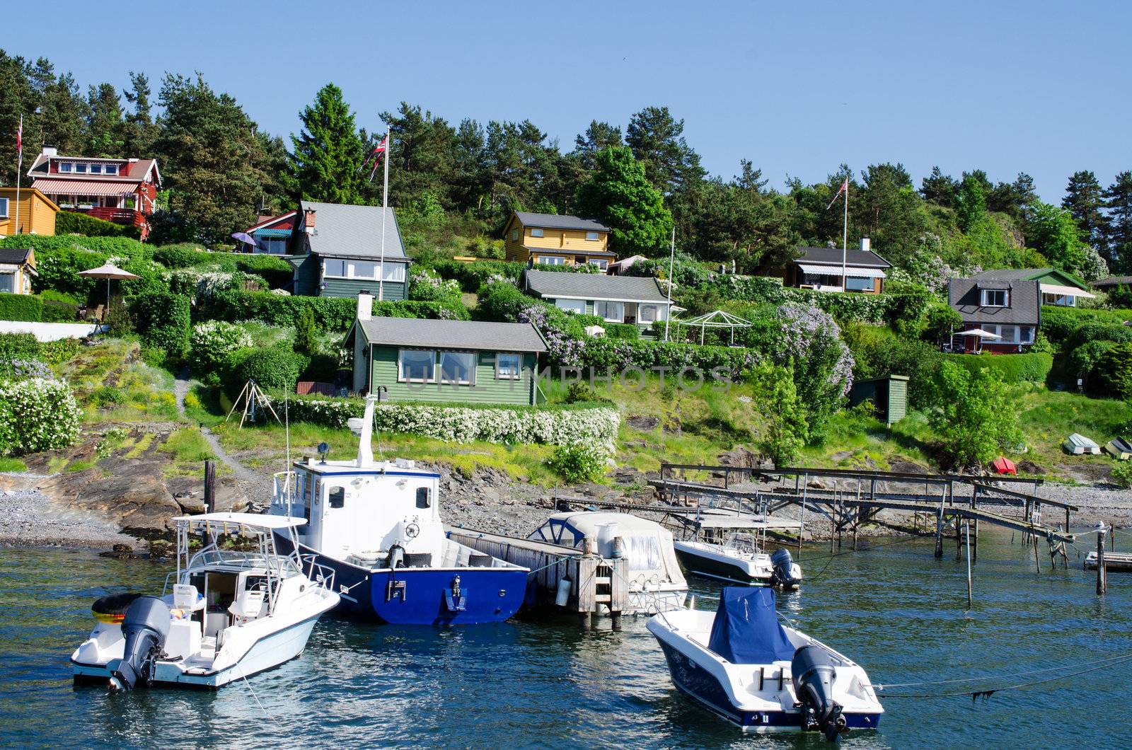 Small and colorful houses for vacation Oslo, Norway