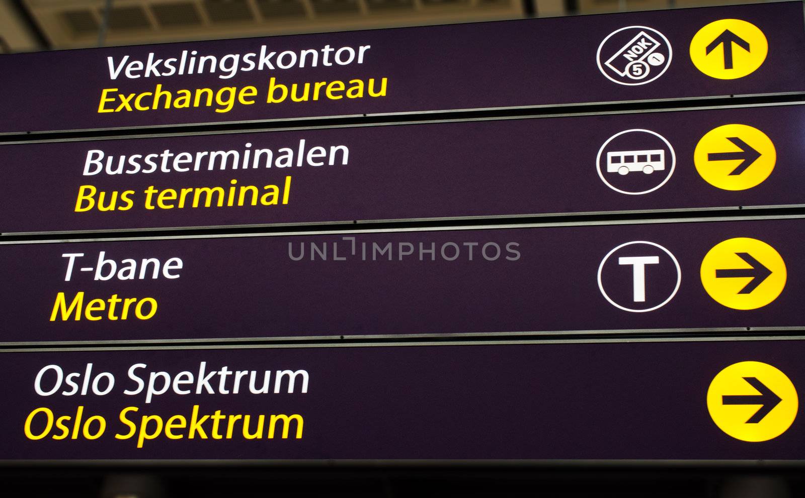 Bulletin board at the railway station Oslo, Norway