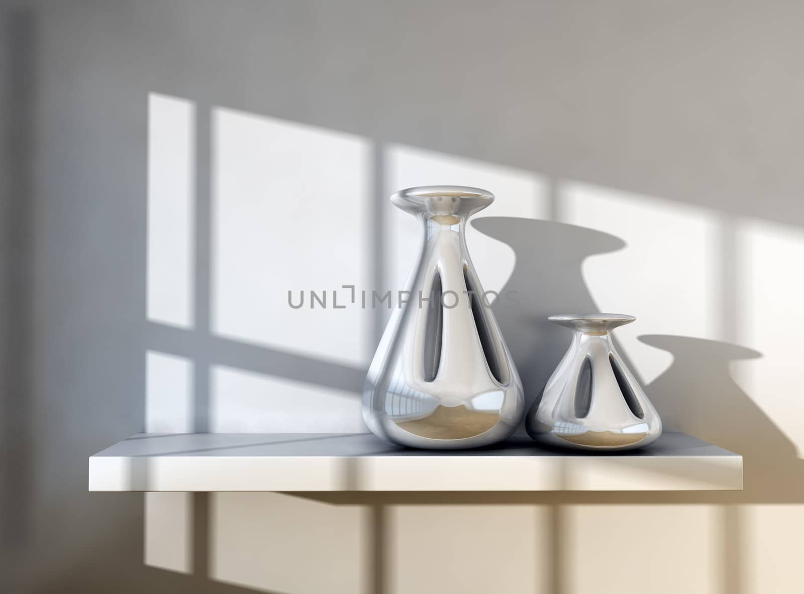 3d image of modern vases detail.