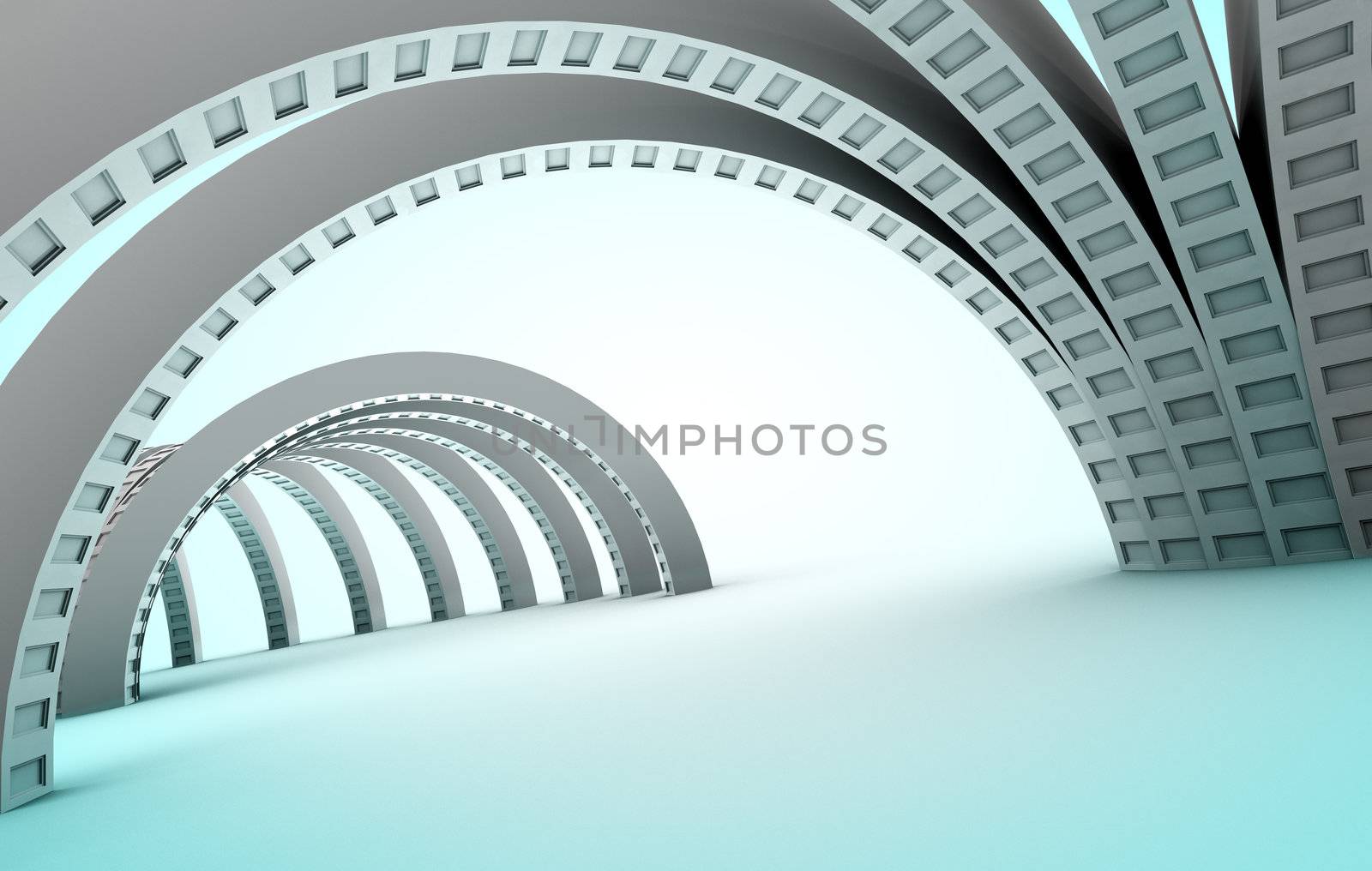 Background 3d abstract architecture in blue toned