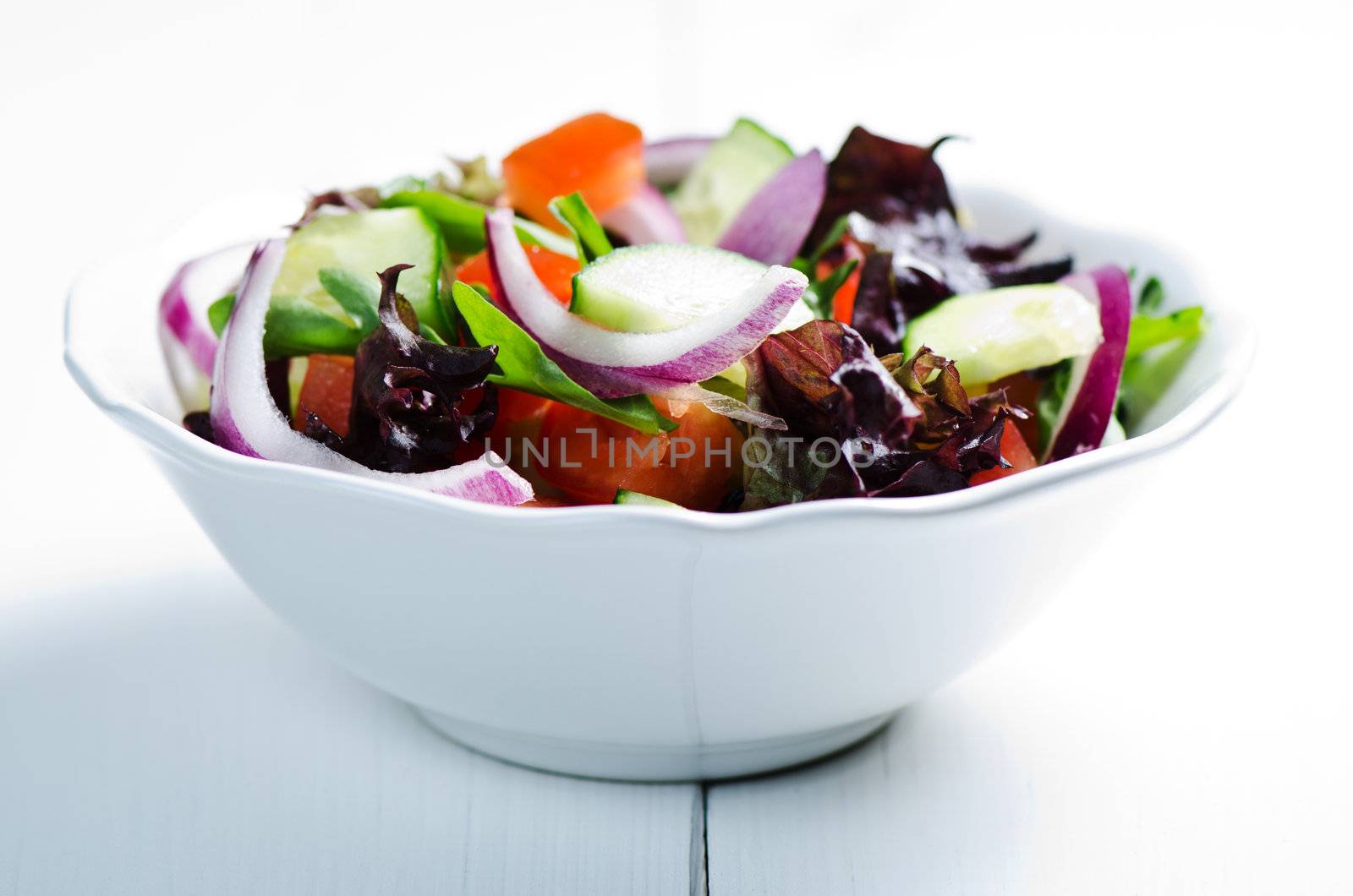 Vegetable Salad in white bowl