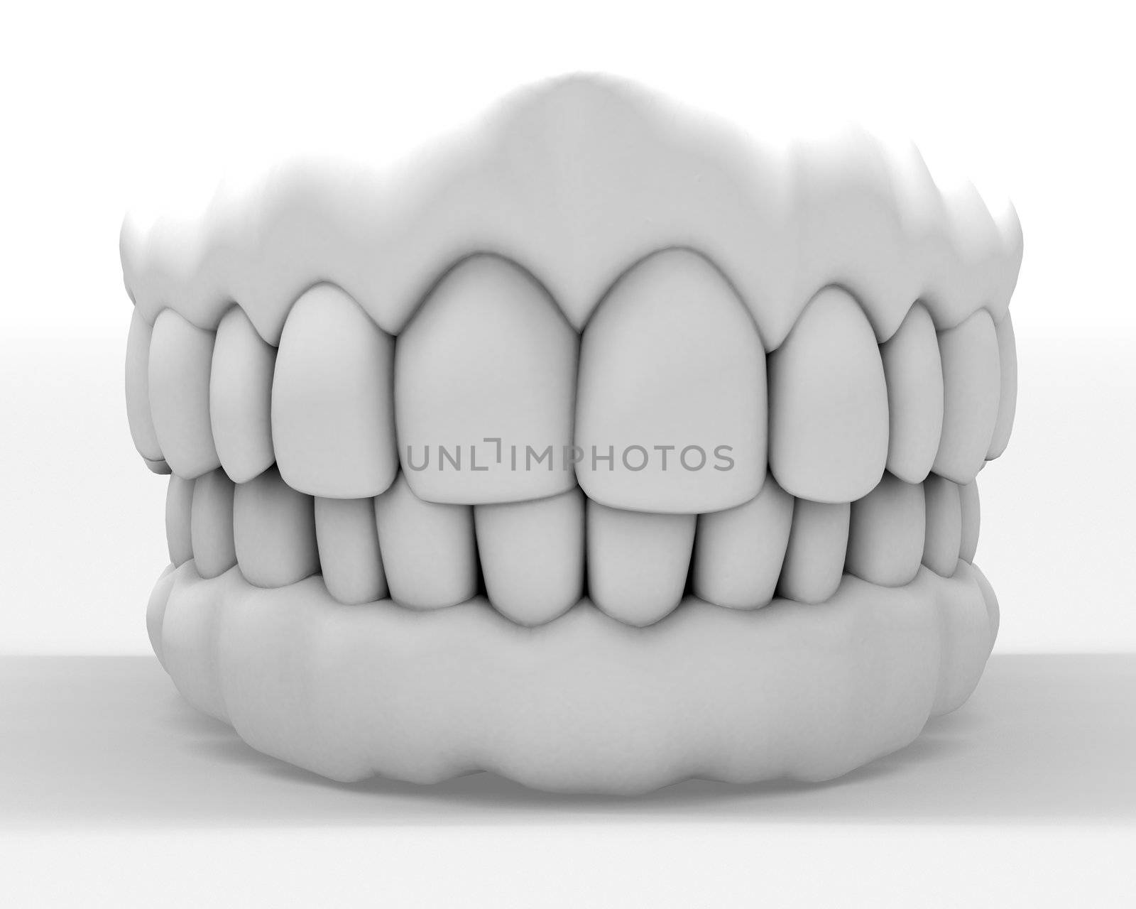 3d image of white denture isolated on white