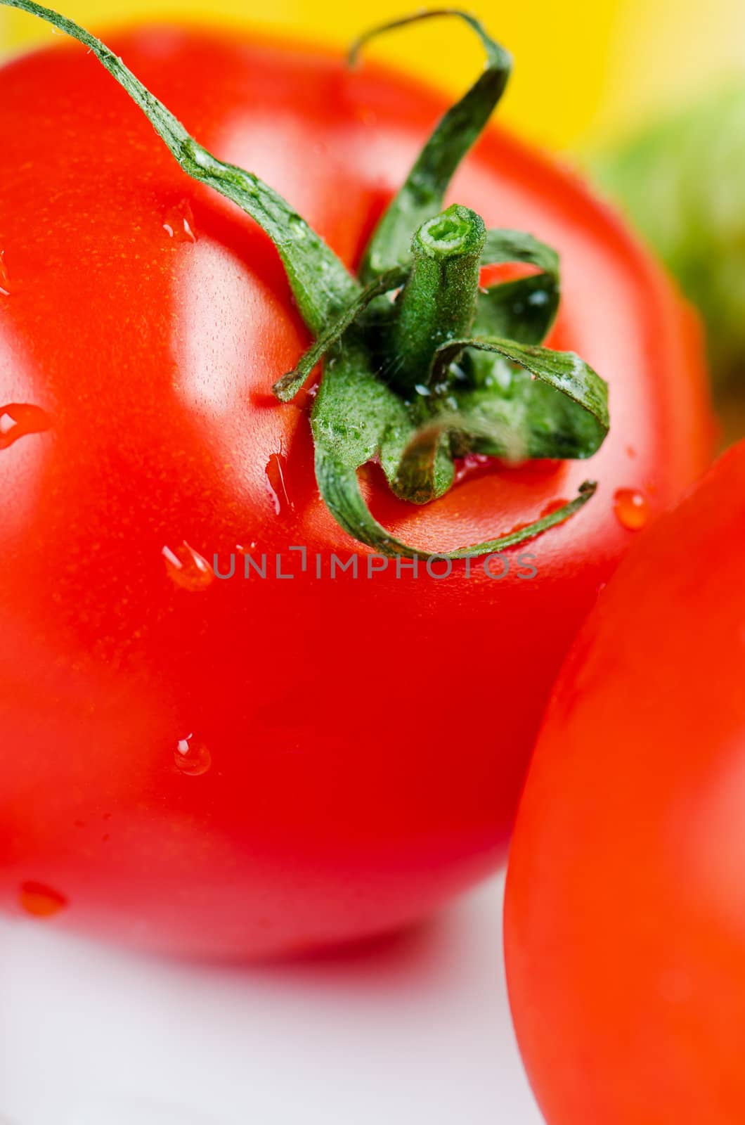 Red ripe tomato close up