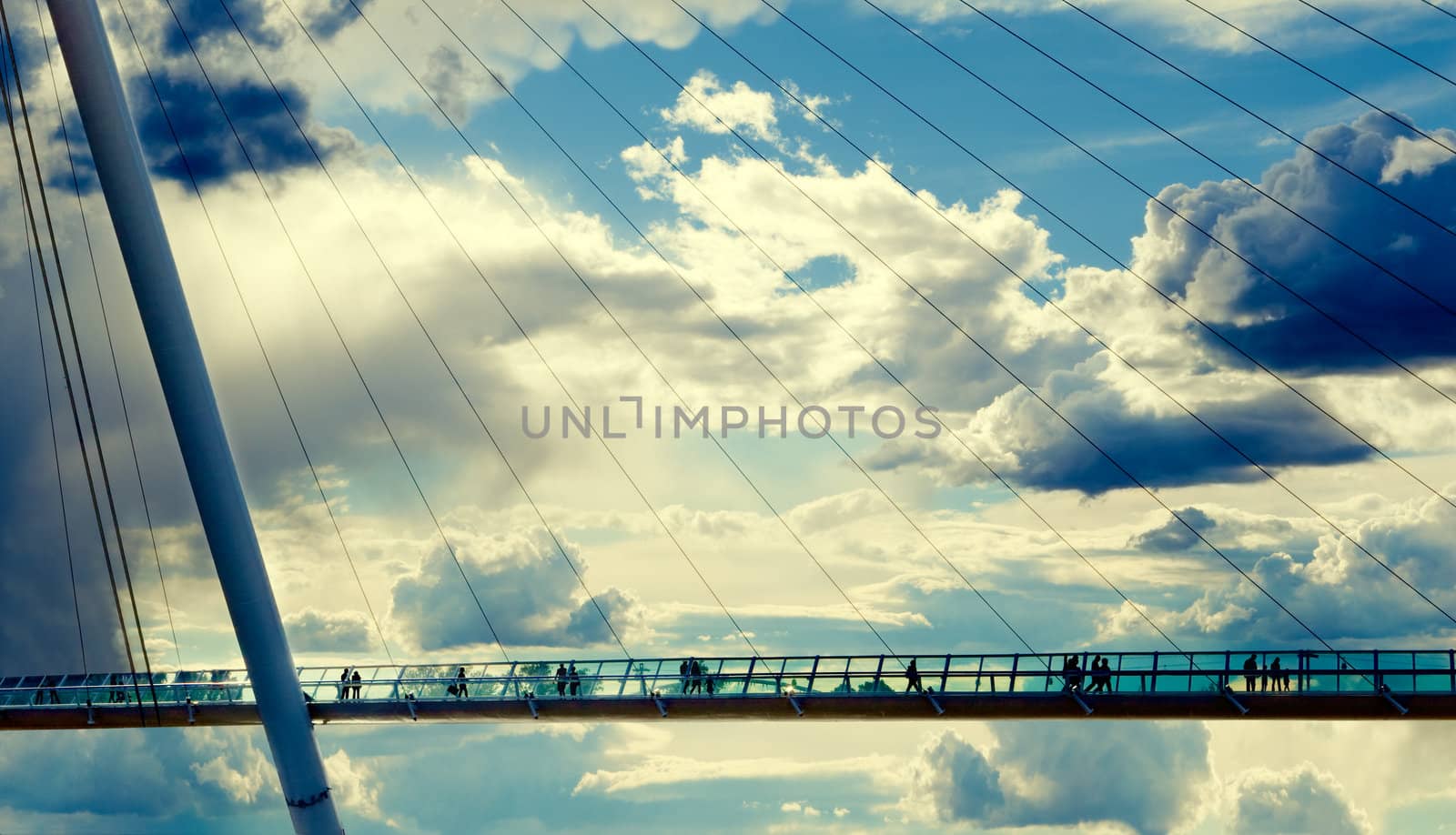 modern bridge against the cloudy sky