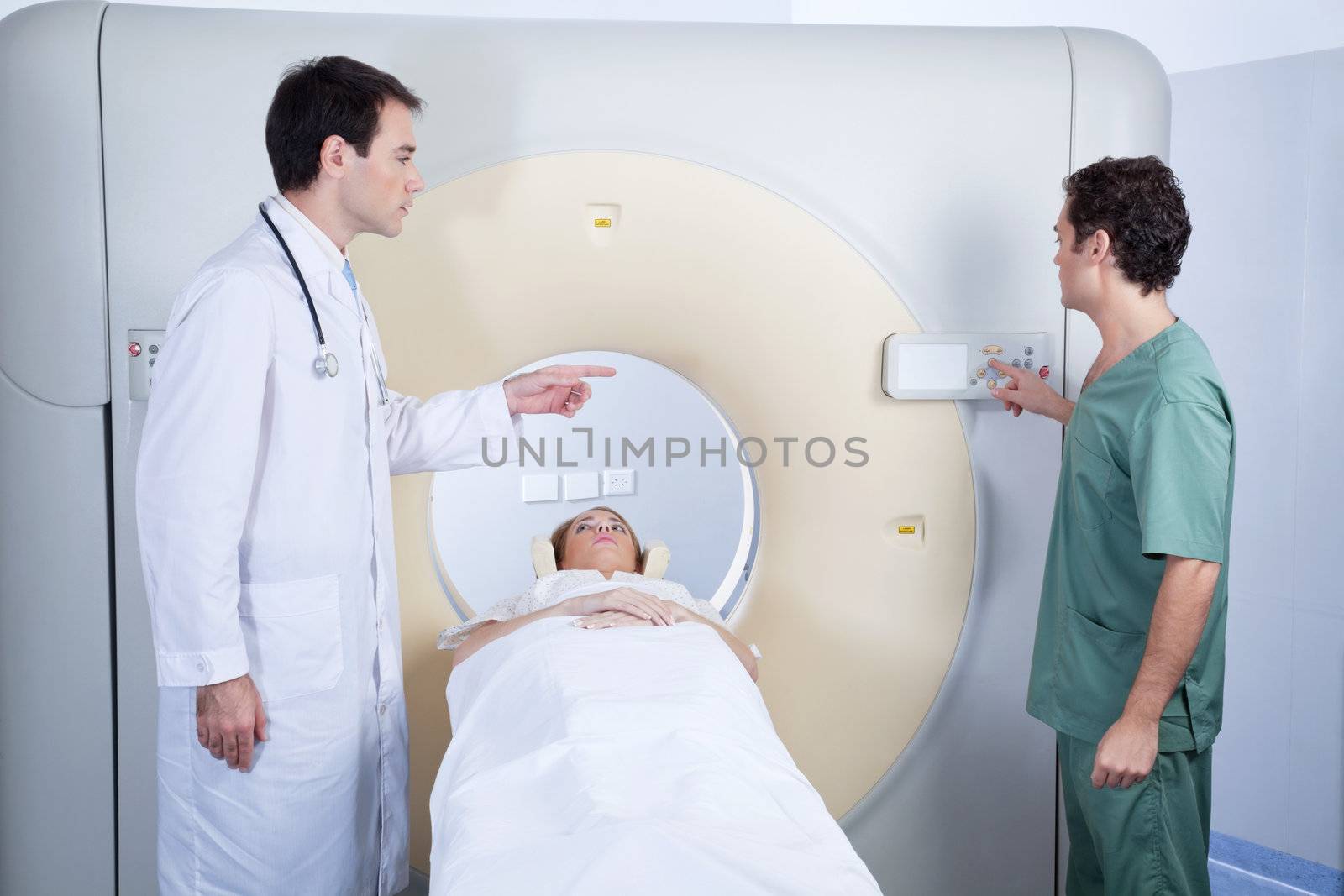 Patient going through an MRI scan by leaf