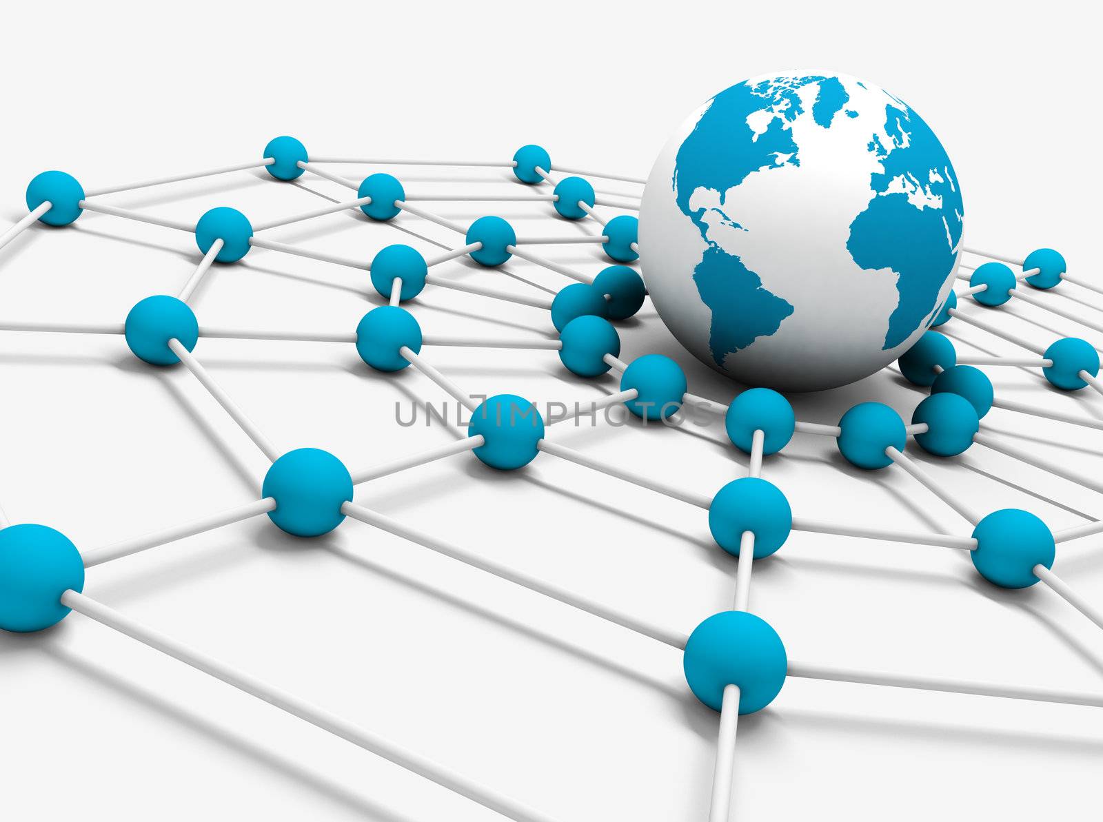 Network concept with globe world map and net
