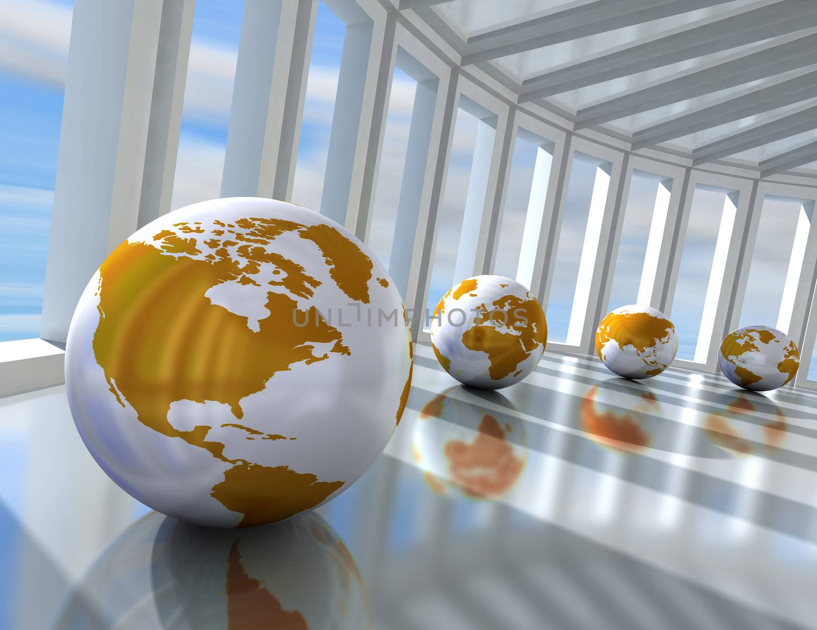 Network concept with globe world map