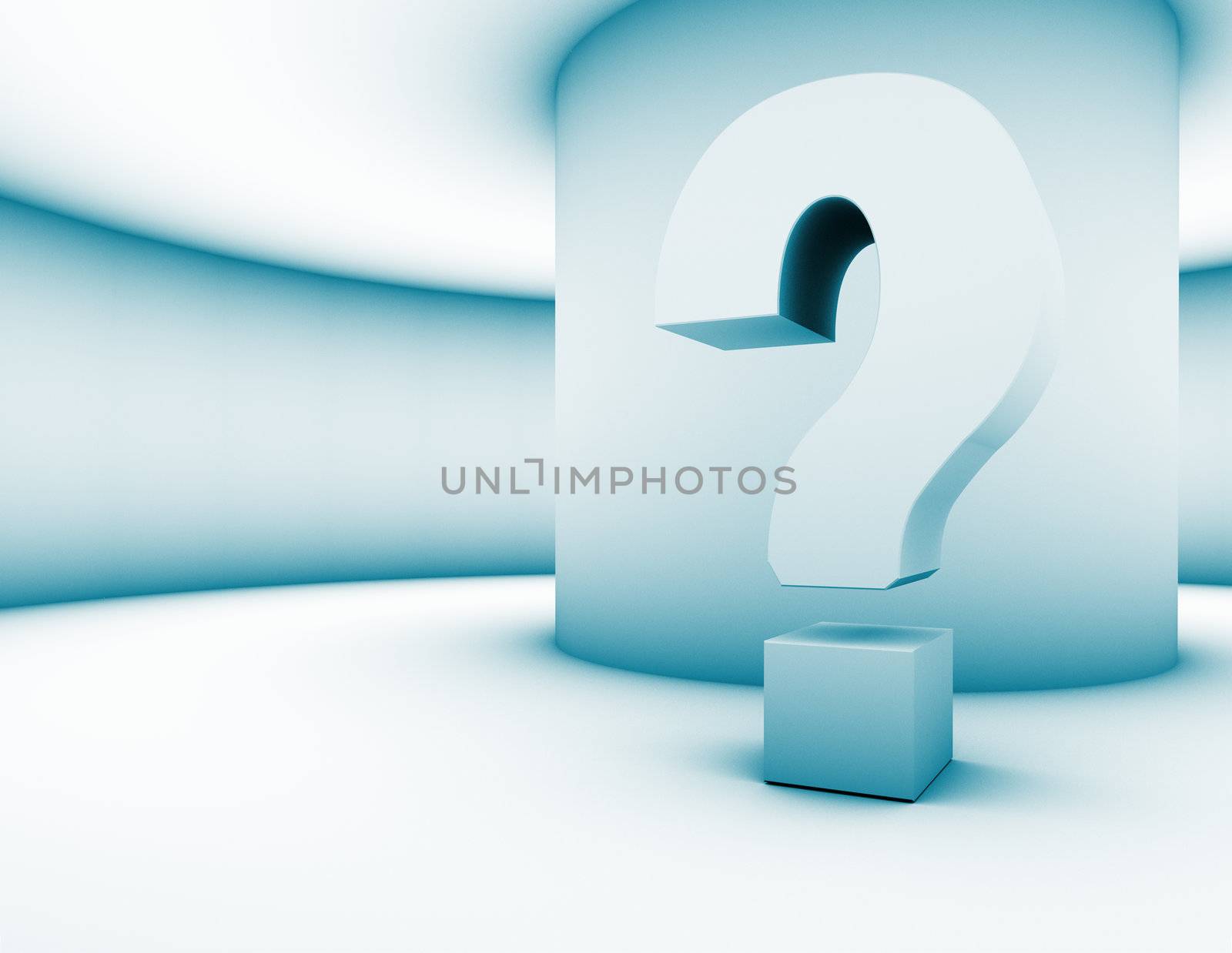 Question mark in blue toned
