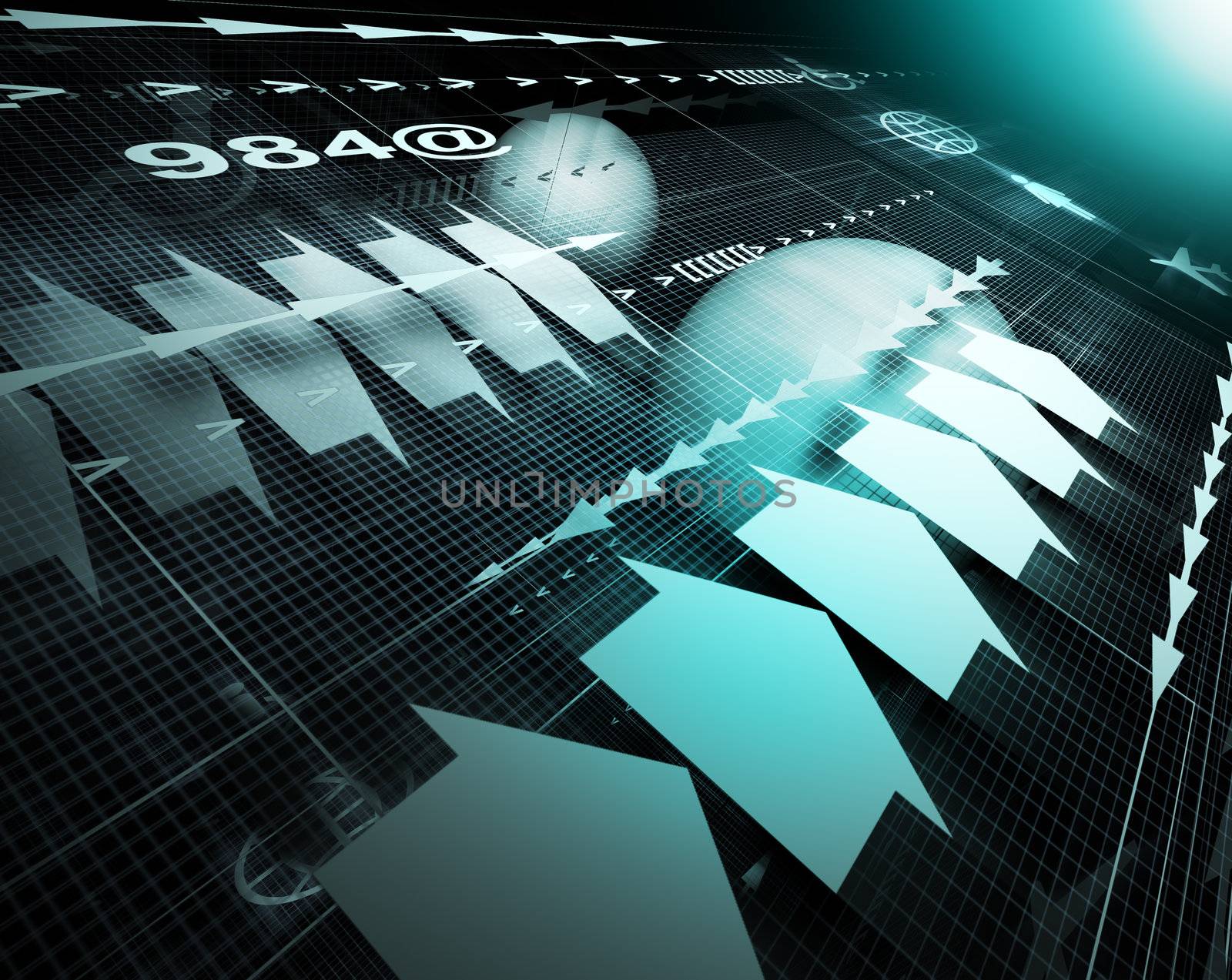 Technology abstract background with symbols and arrows