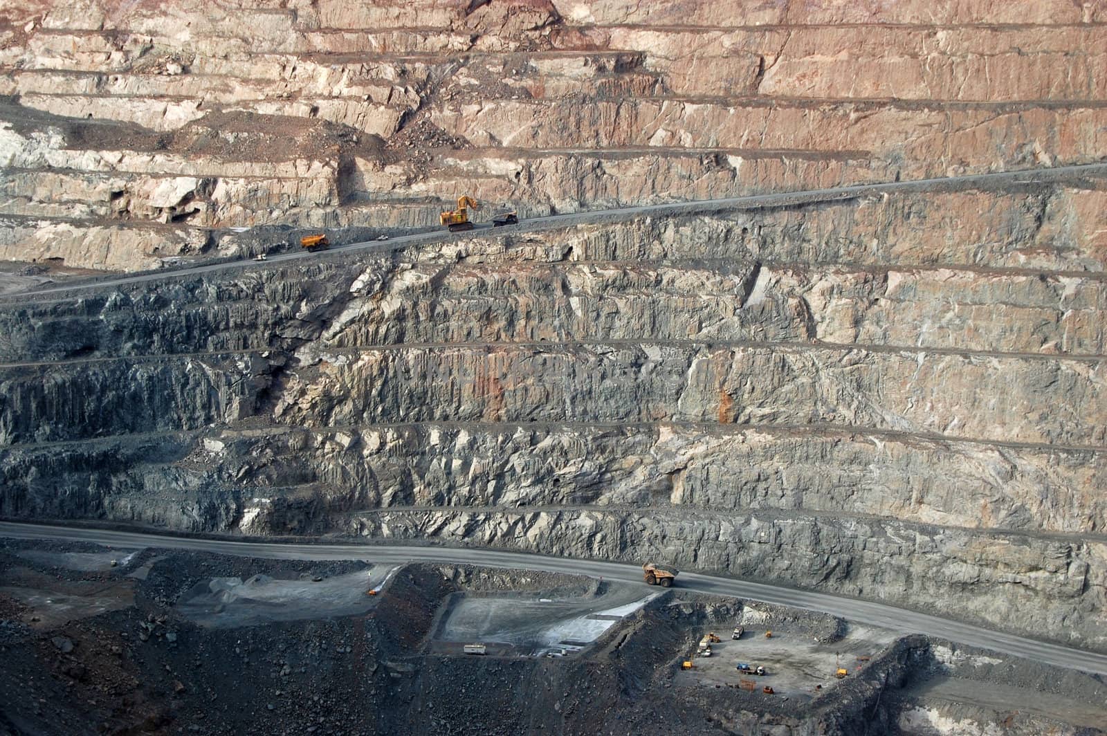 Trucks in Super Pit gold mine, Kalgoorlie, Western Australia