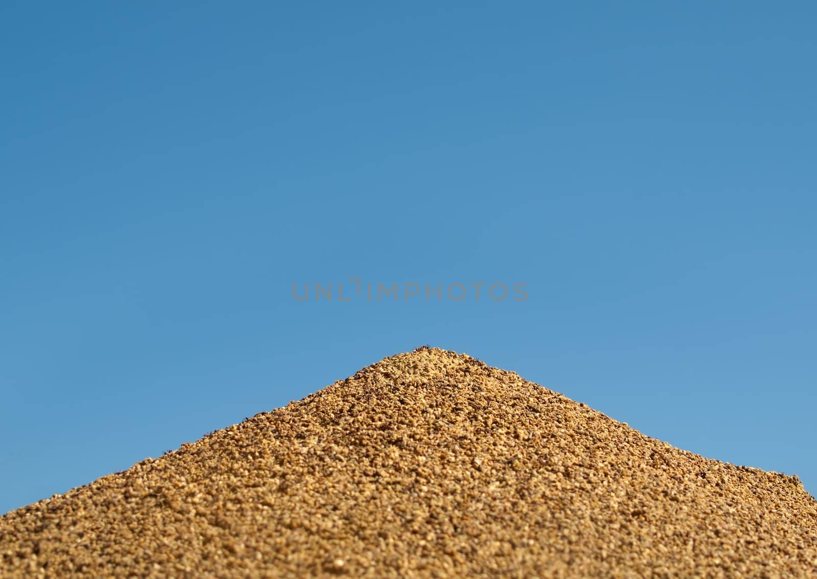 Australian pyramid shape bull ant nest against blue sky background