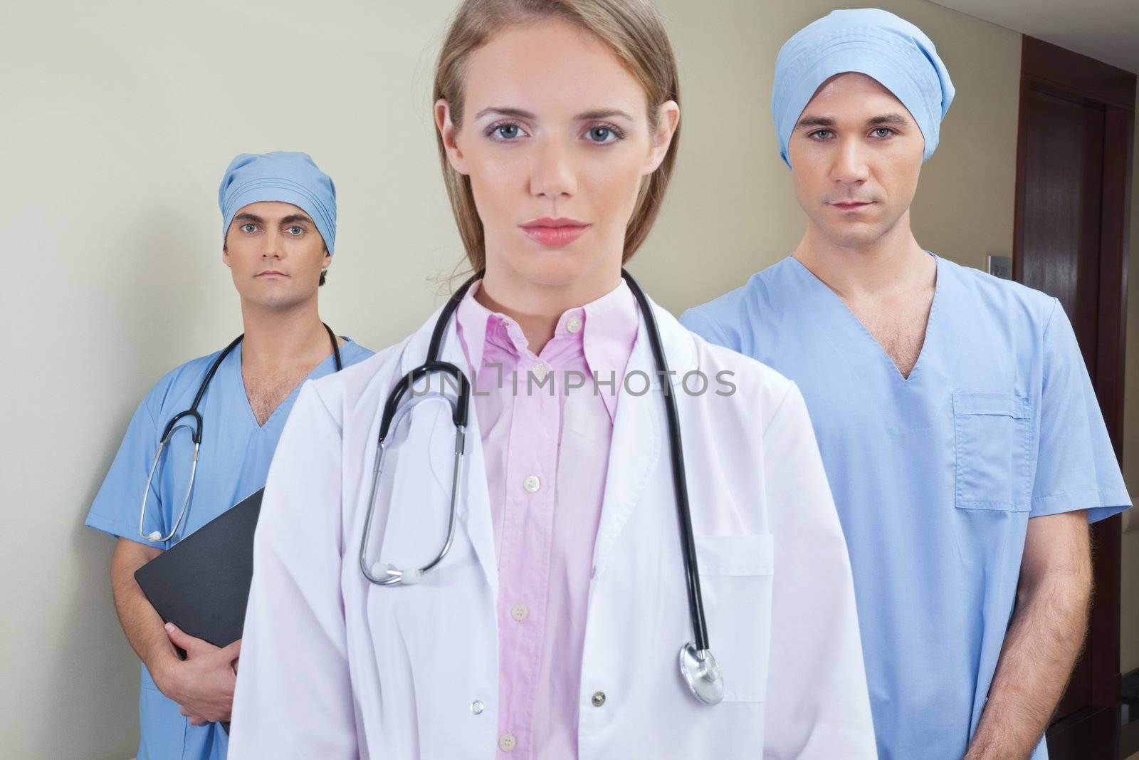 Team of confident young doctor in hospital