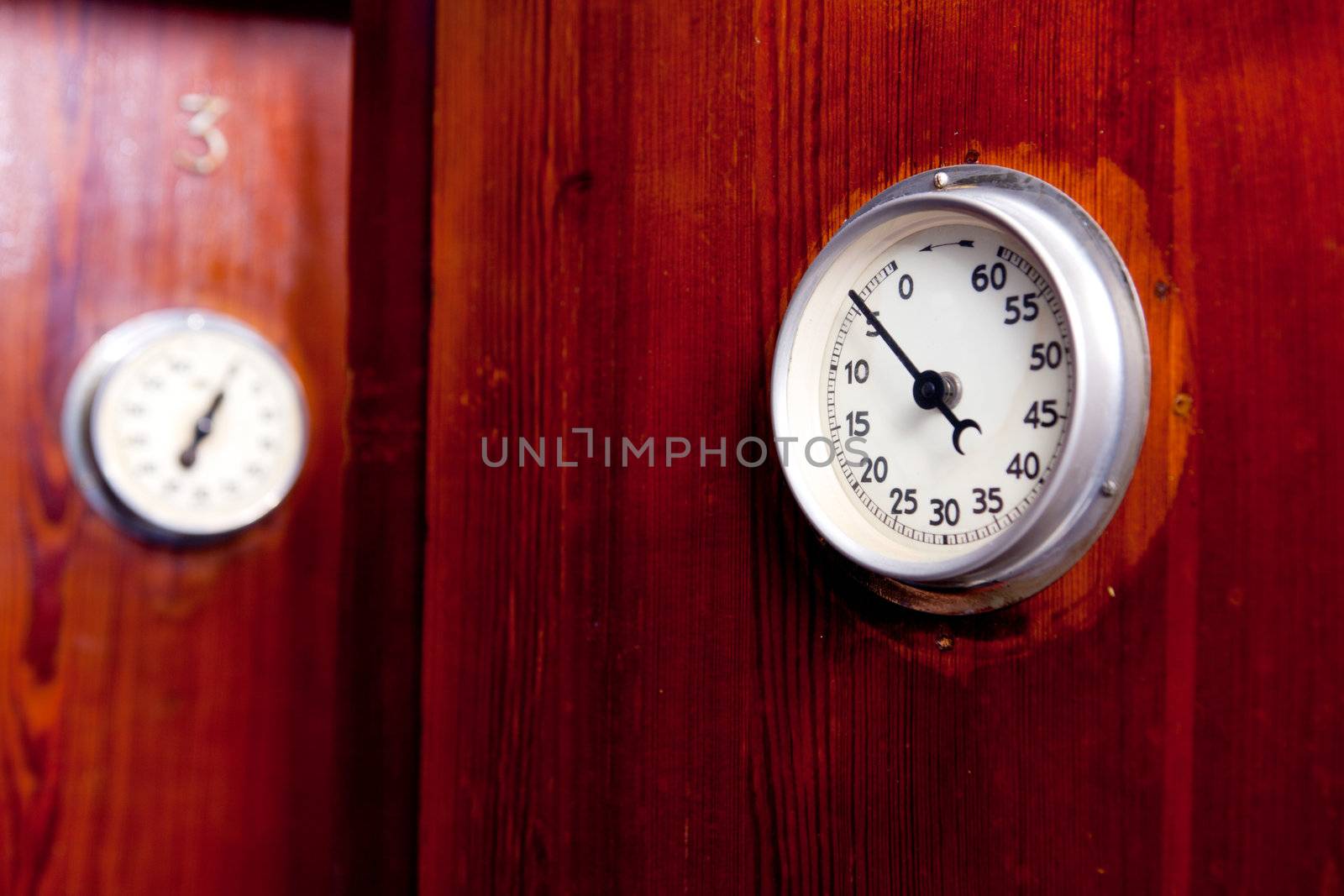 Two doors from an old style spa with retro hourly timer