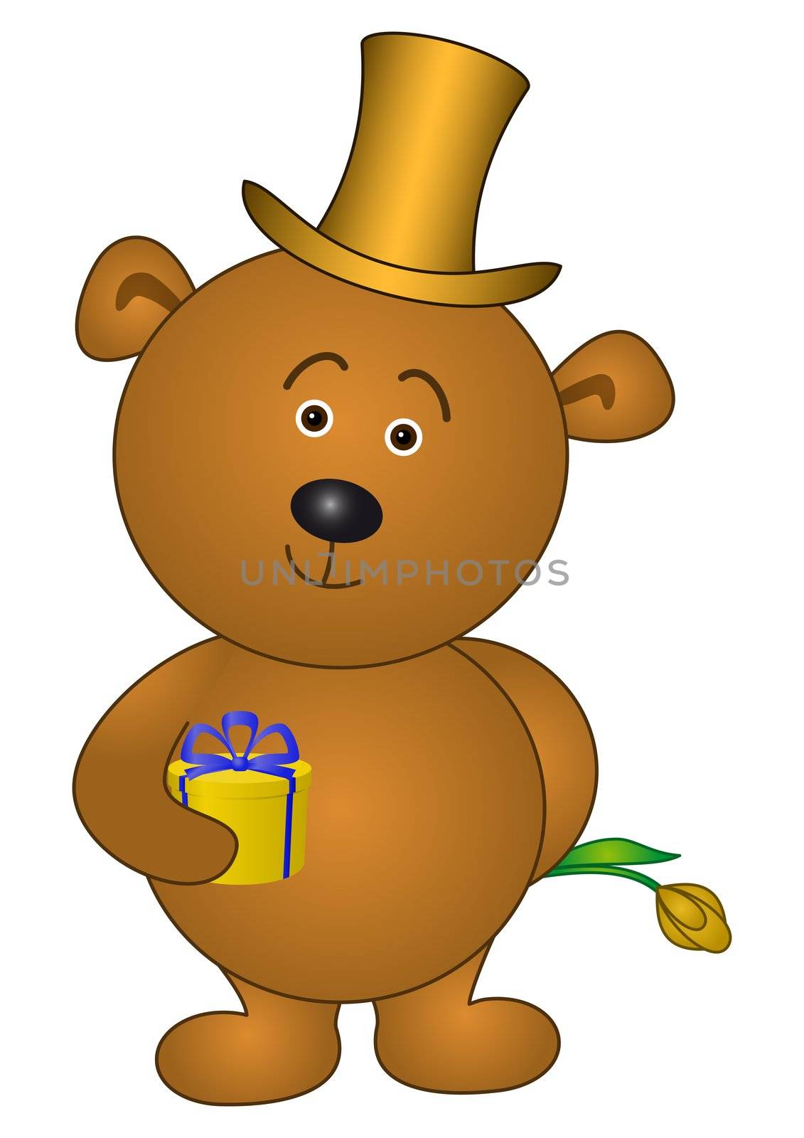 Teddy bear with flower in cylinder by alexcoolok