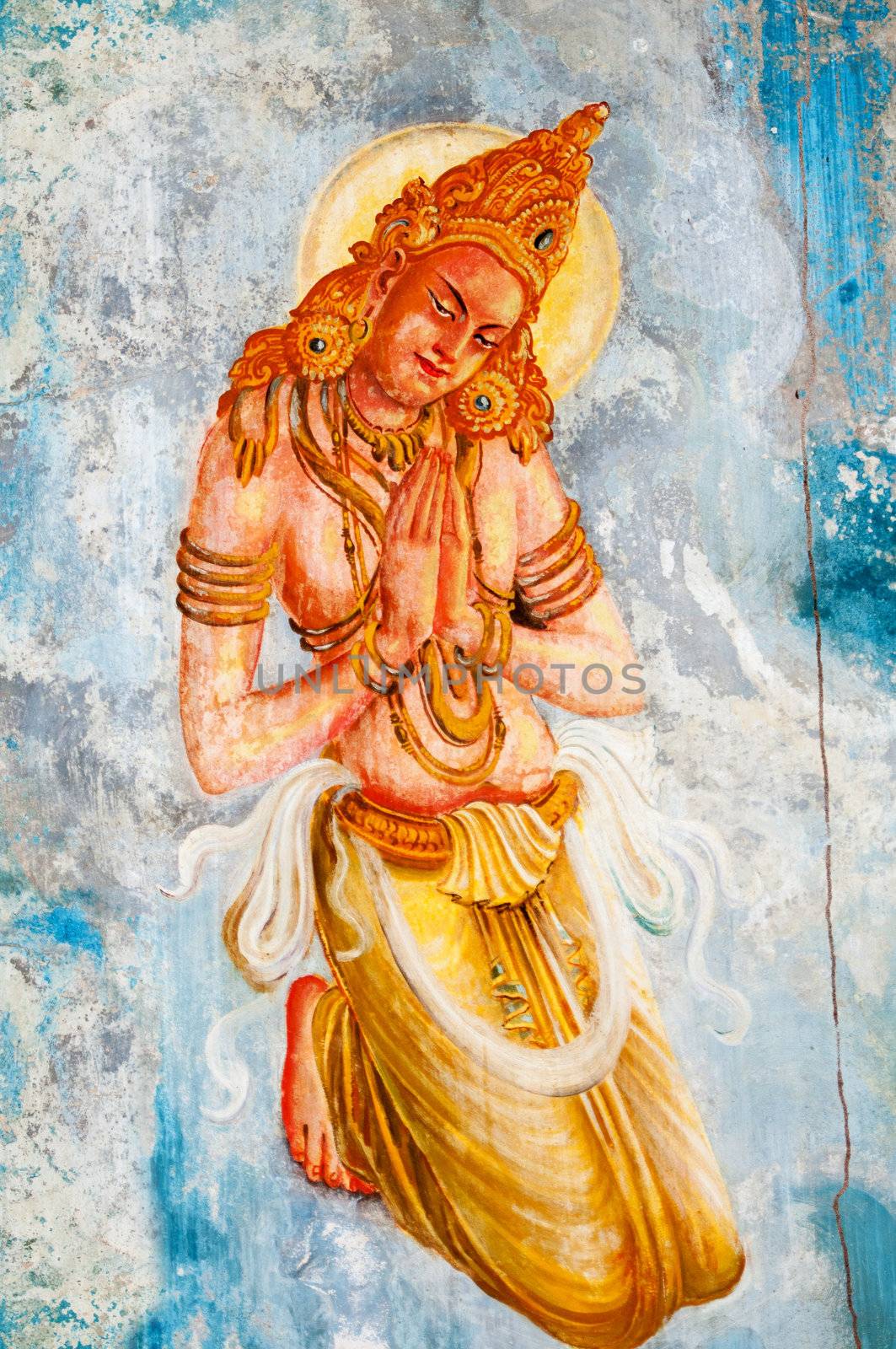 Traditional Sri Lanka style art with the buddhism angel - deva image