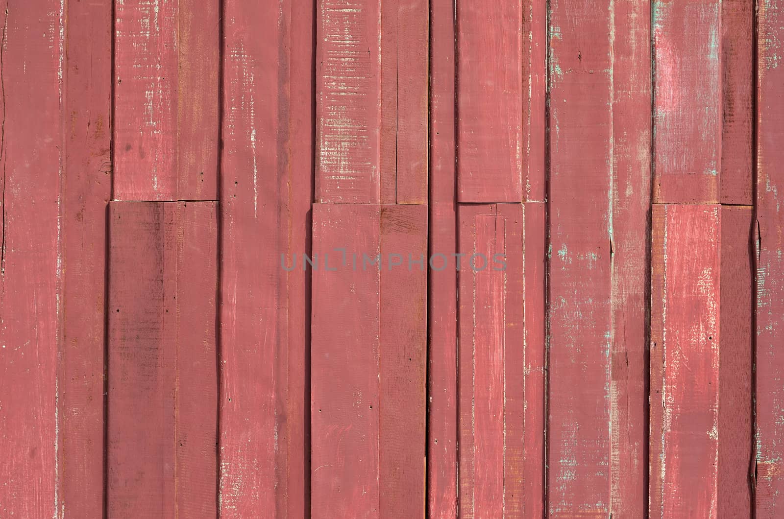 Texture of Red color paint plank wall for background