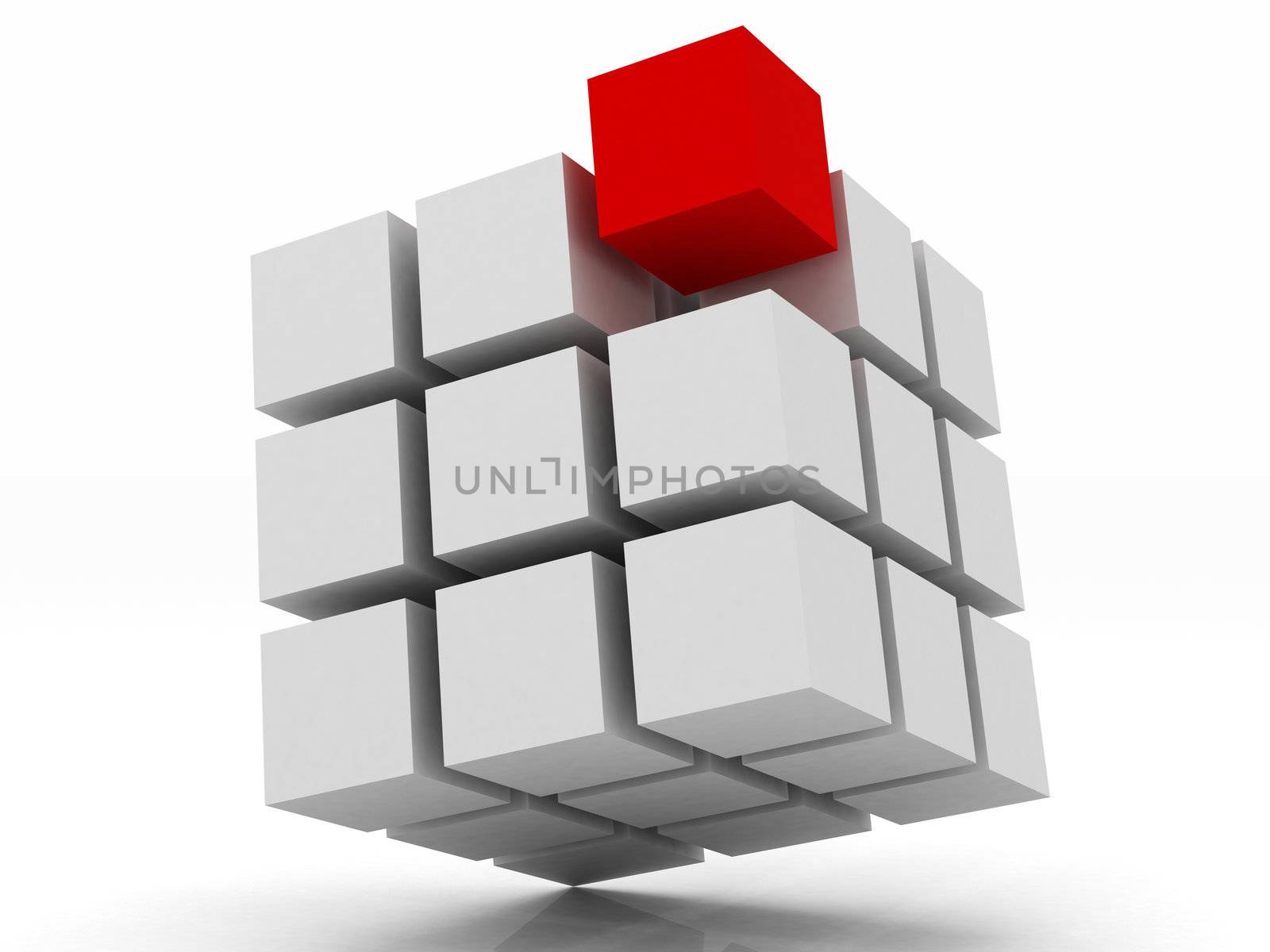 cube white assembling from blocks by Lupen