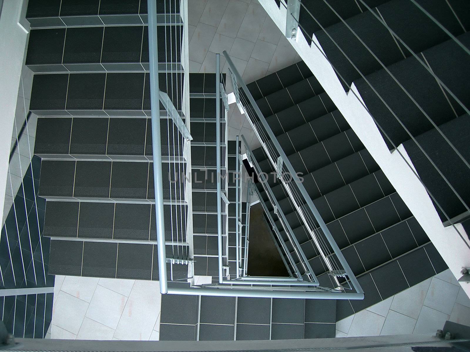          staircase in triangular shape from above to infinity 