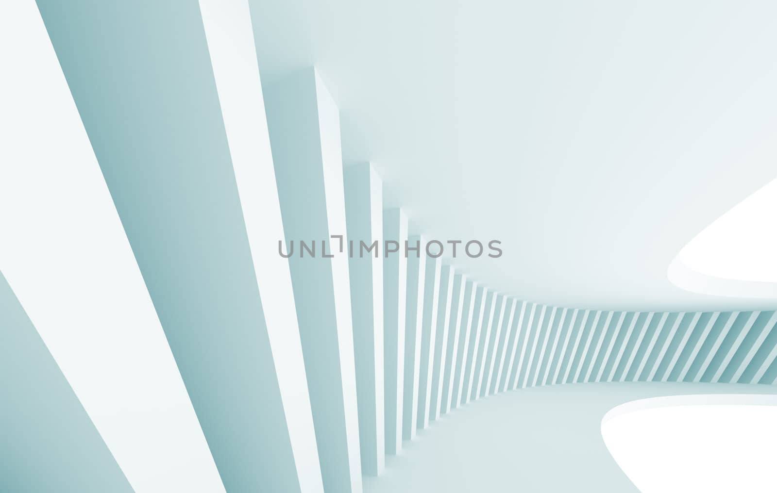 3d Illustration of Blue Abstract Architectural Design