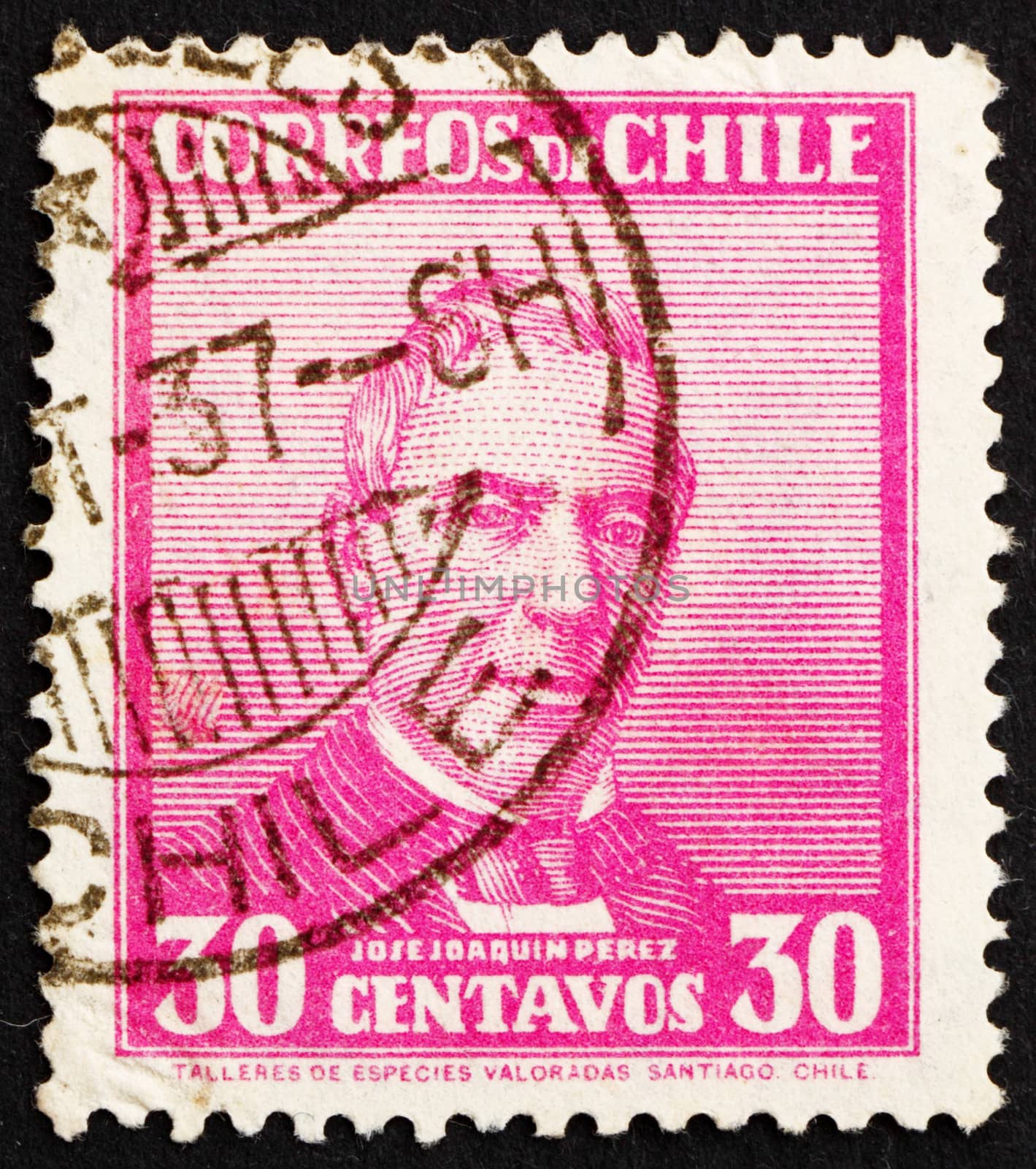 CHILE - CIRCA 1934: a stamp printed in the Chile shows Jose Joaquin Perez Mascayano, President of Chile, 1861 - 1871, circa 1934