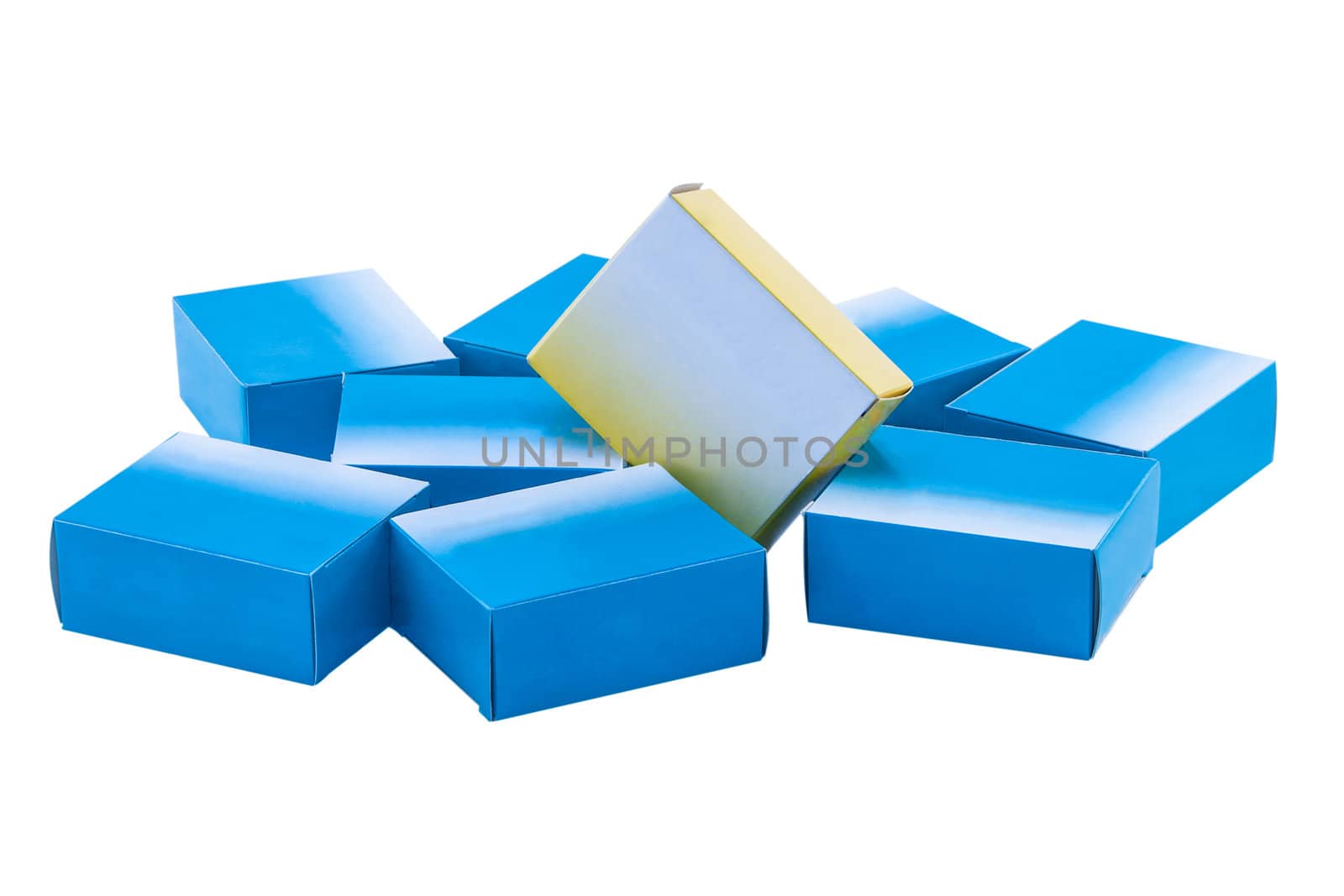 A heap of drug boxes isolated against a white background with clipping path included in the file.