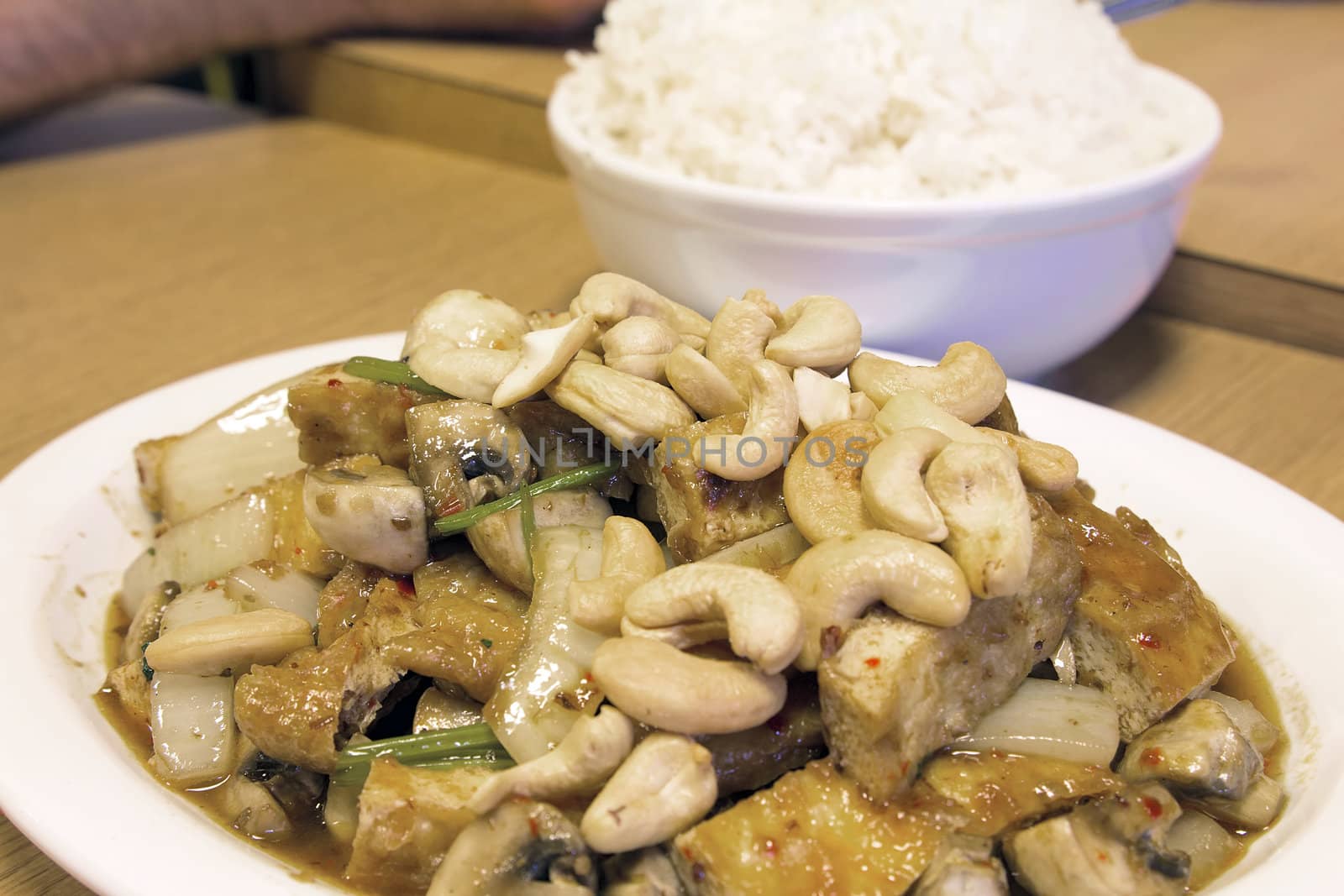 Thai Stir Fry Tofu with Cashew Nuts with Rice by jpldesigns