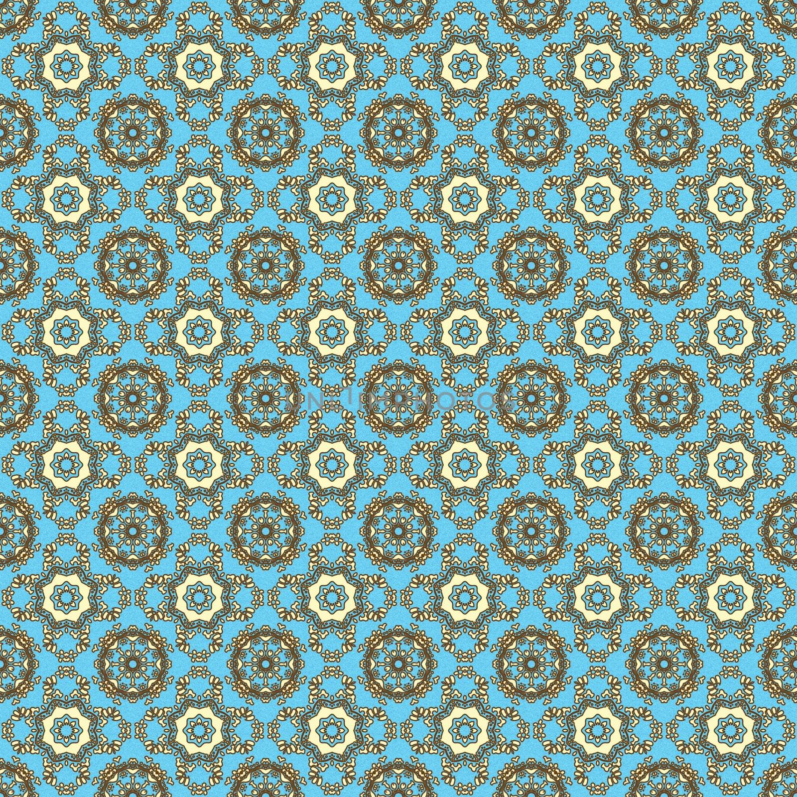 Seamless Aqua & Brown Medallions by SongPixels