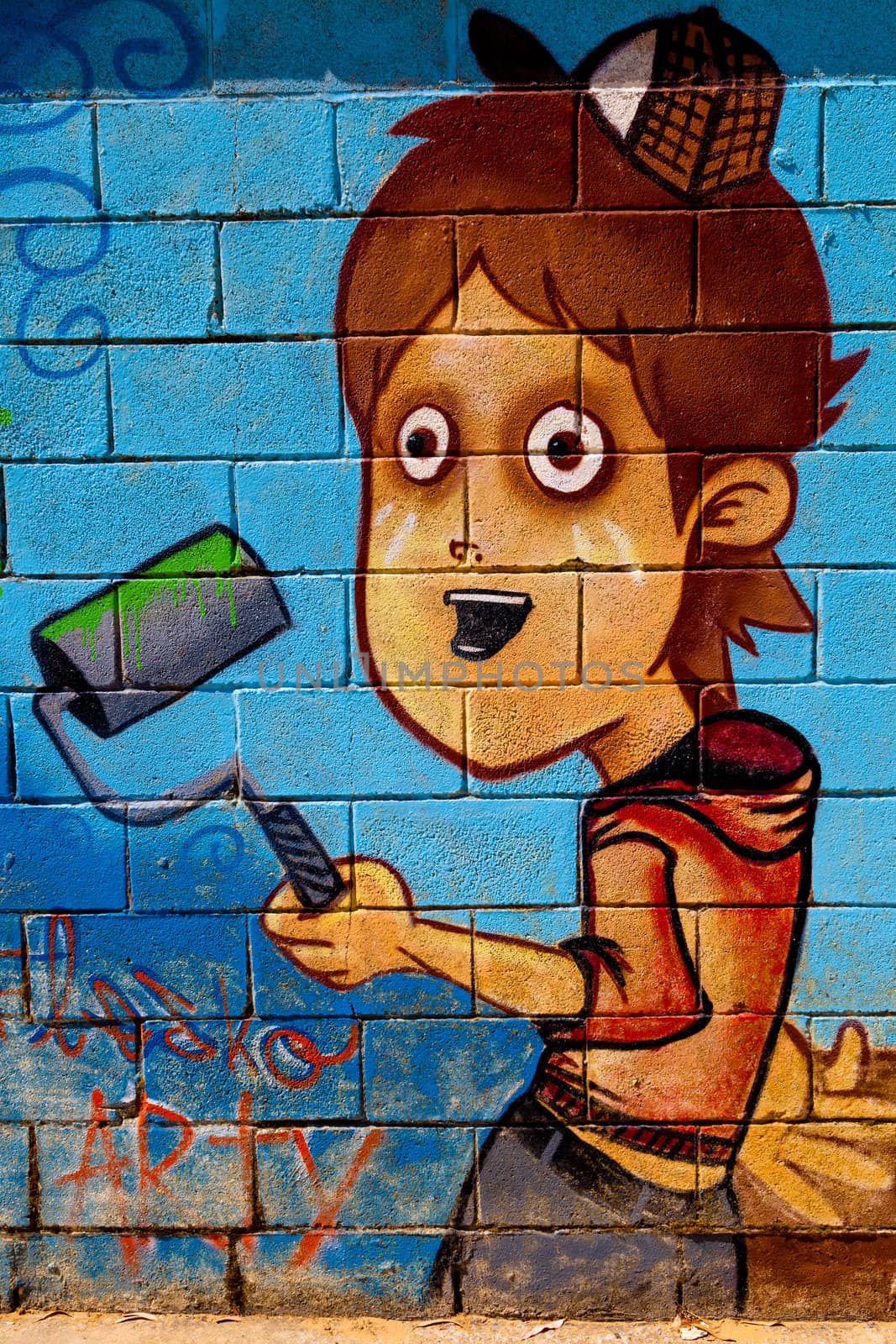 PUERTO REAL, CADIZ, SPAIN-JUL 15: Graffiti of unidentified artist on the first tournament of Graffiti of Puerto Real on Jul 15, 2011, in Puerto Real,  Spain