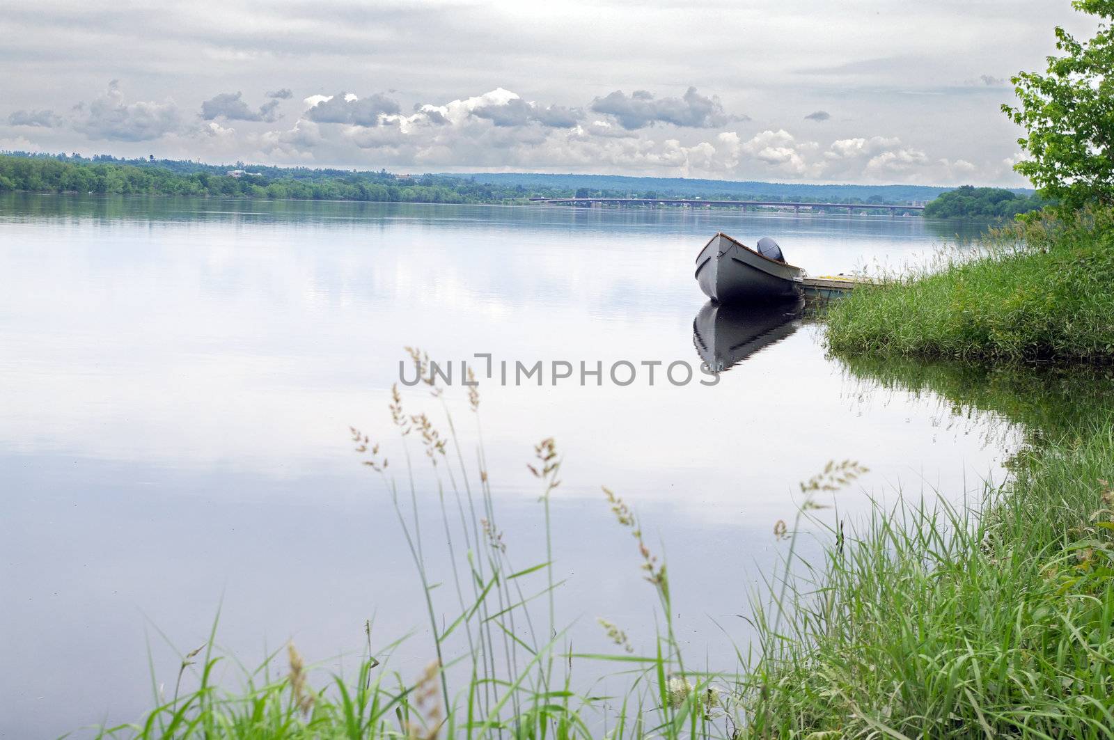 Motor Boat on the River by edcorey