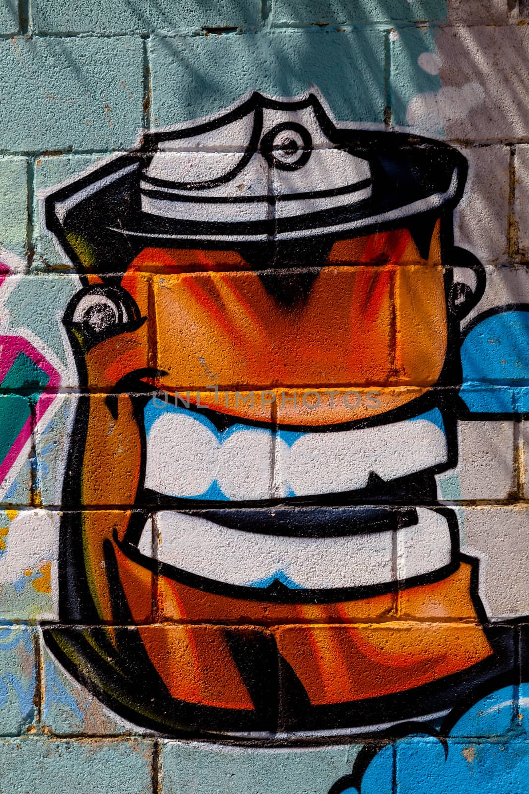 PUERTO REAL, CADIZ, SPAIN-JUL 15: Graffiti of unidentified artist on the first tournament of Graffiti of Puerto Real on Jul 15, 2011, in Puerto Real,  Spain